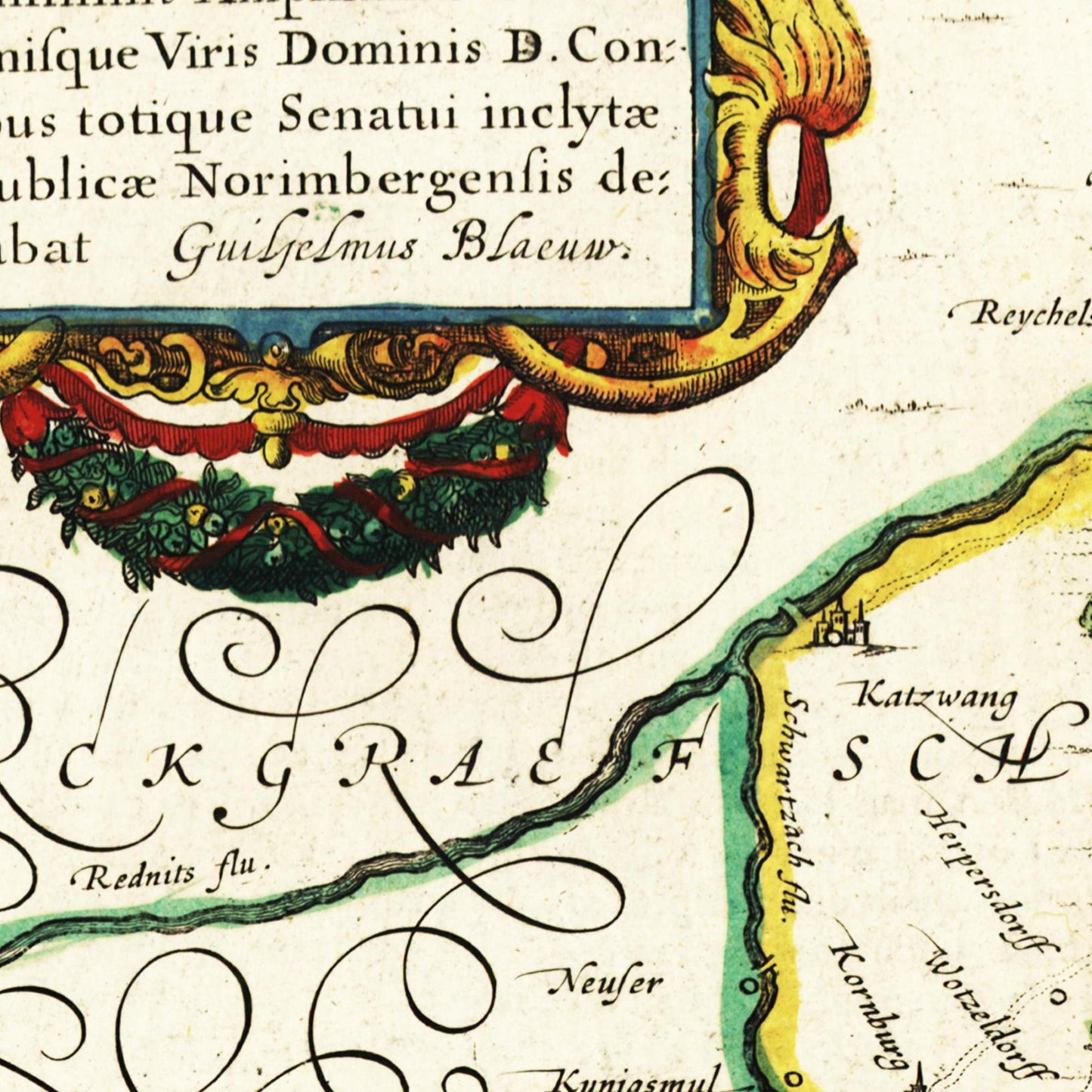 Historische Landkarte Nürnberg um 1647