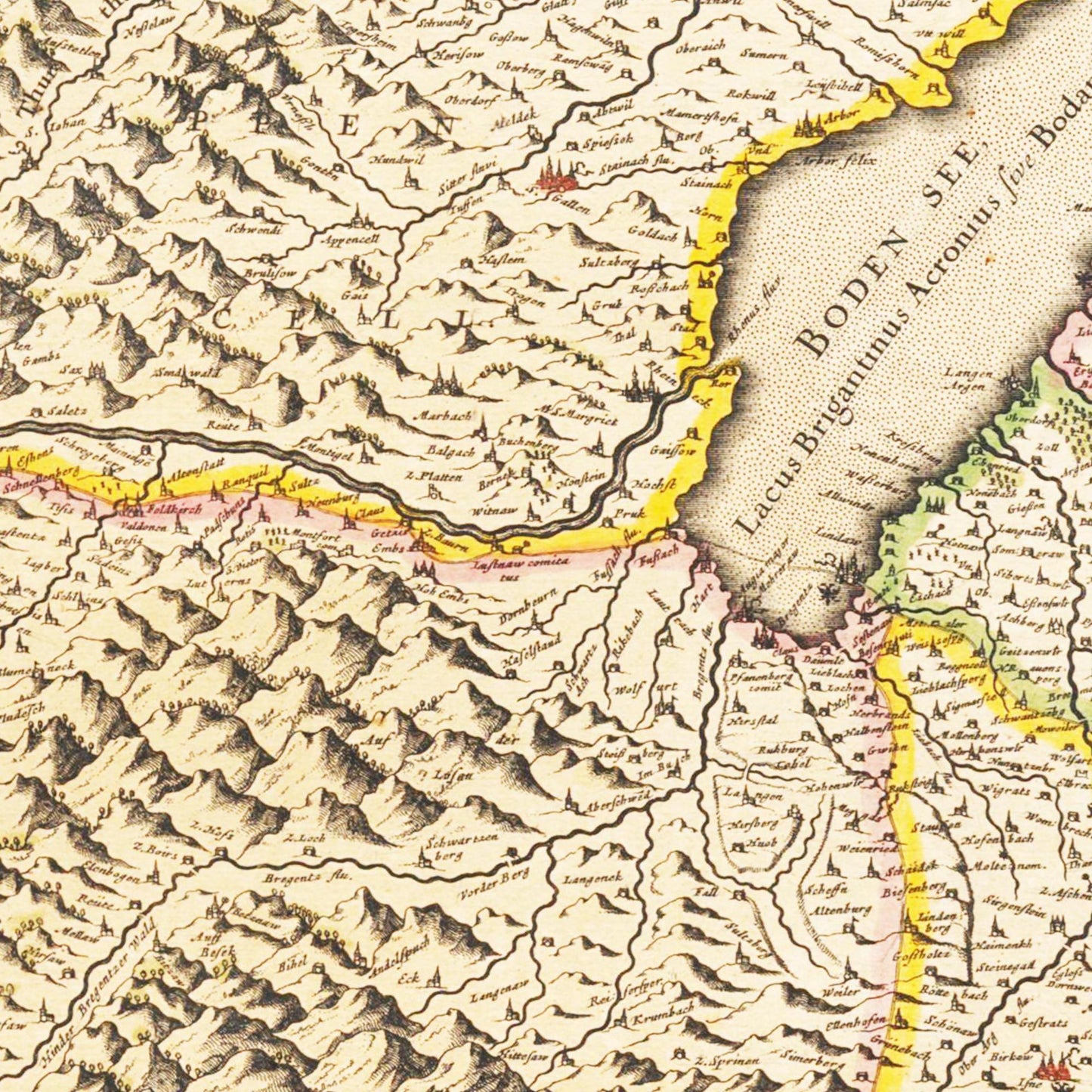 Historische Landkarte Oberschwaben um 1635