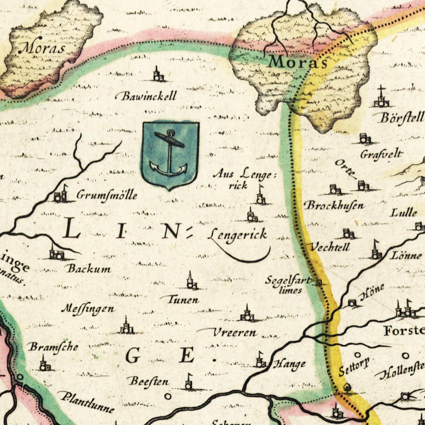 Historische Landkarte Osnabrück um 1650