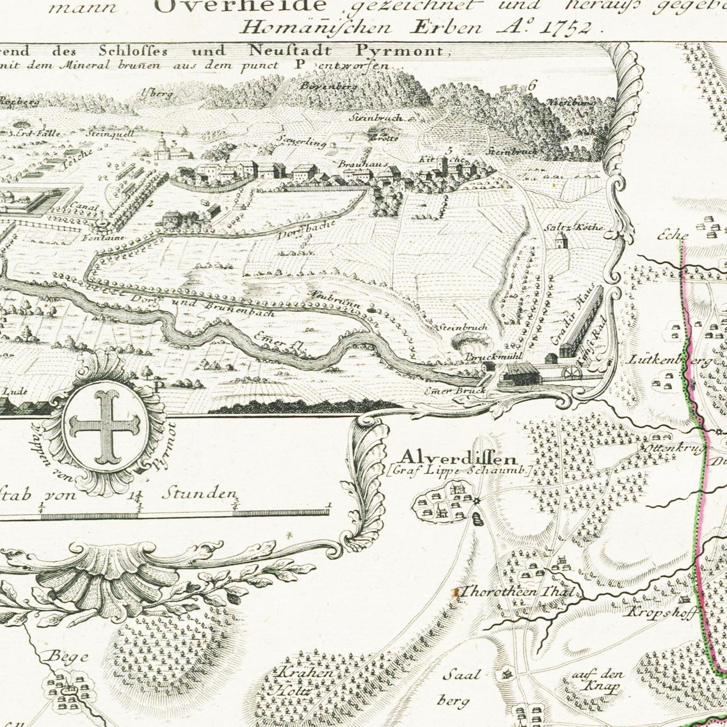 Historische Landkarte Pyrmont um 1753