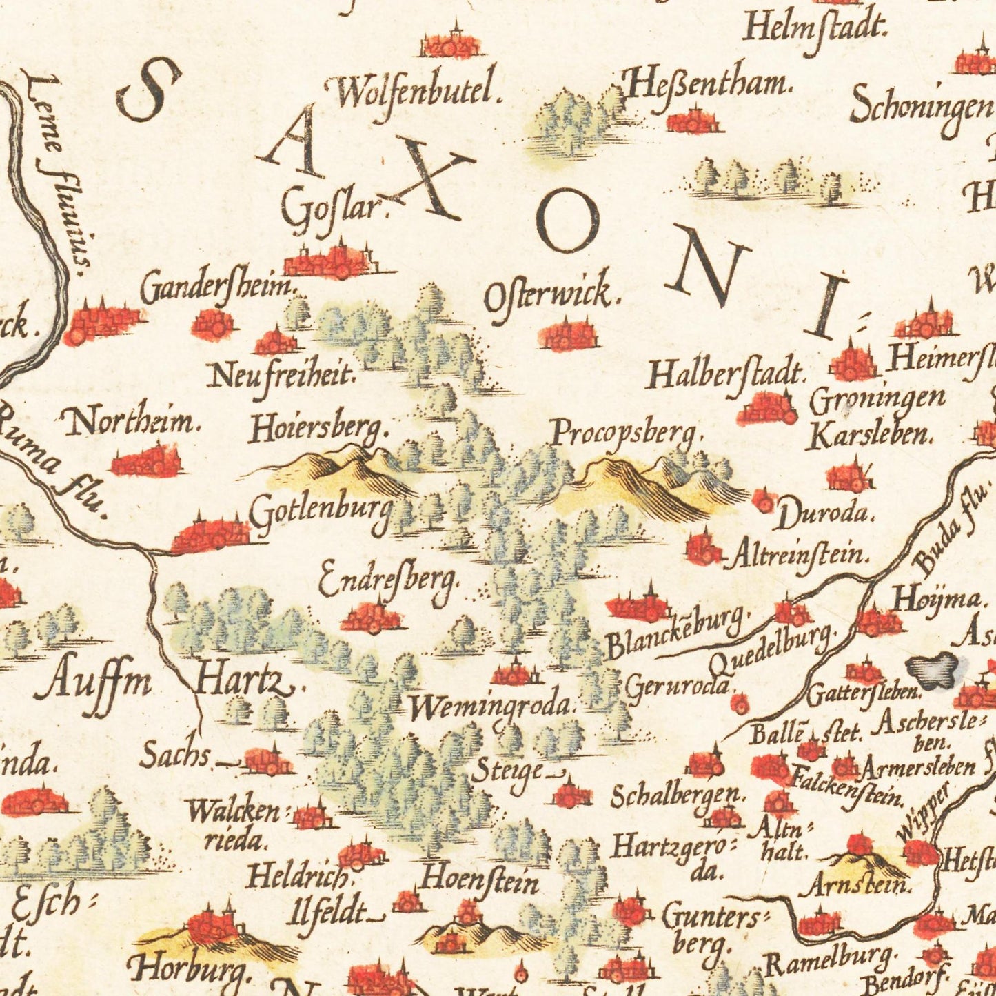 Historische Landkarte Sachsen um 1609