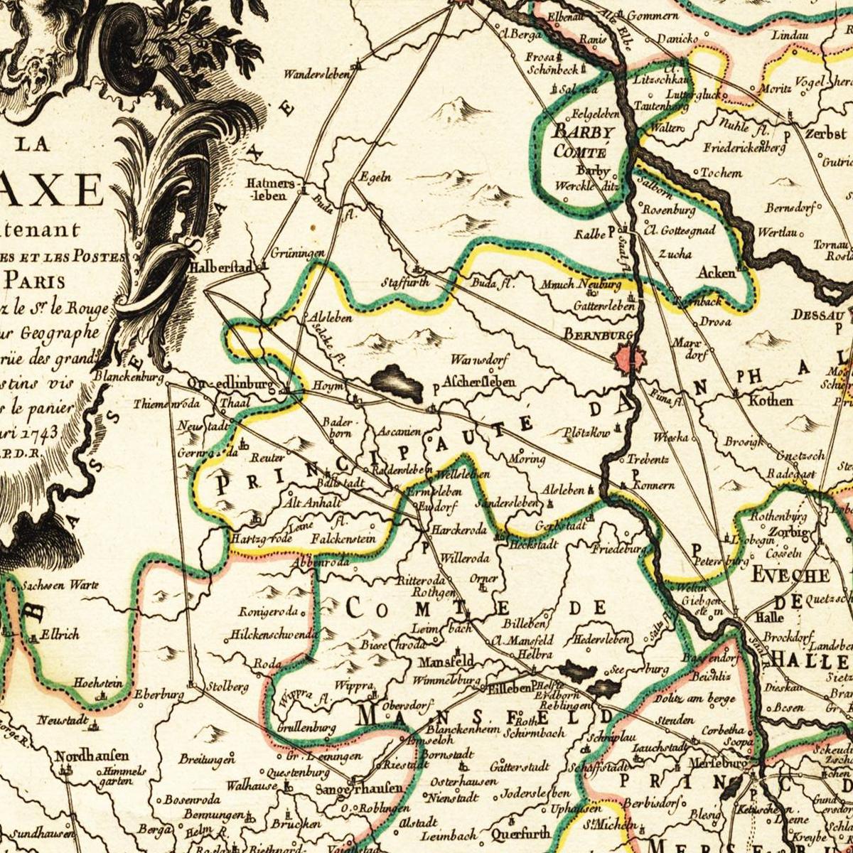 Historische Landkarte Sachsen um 1743