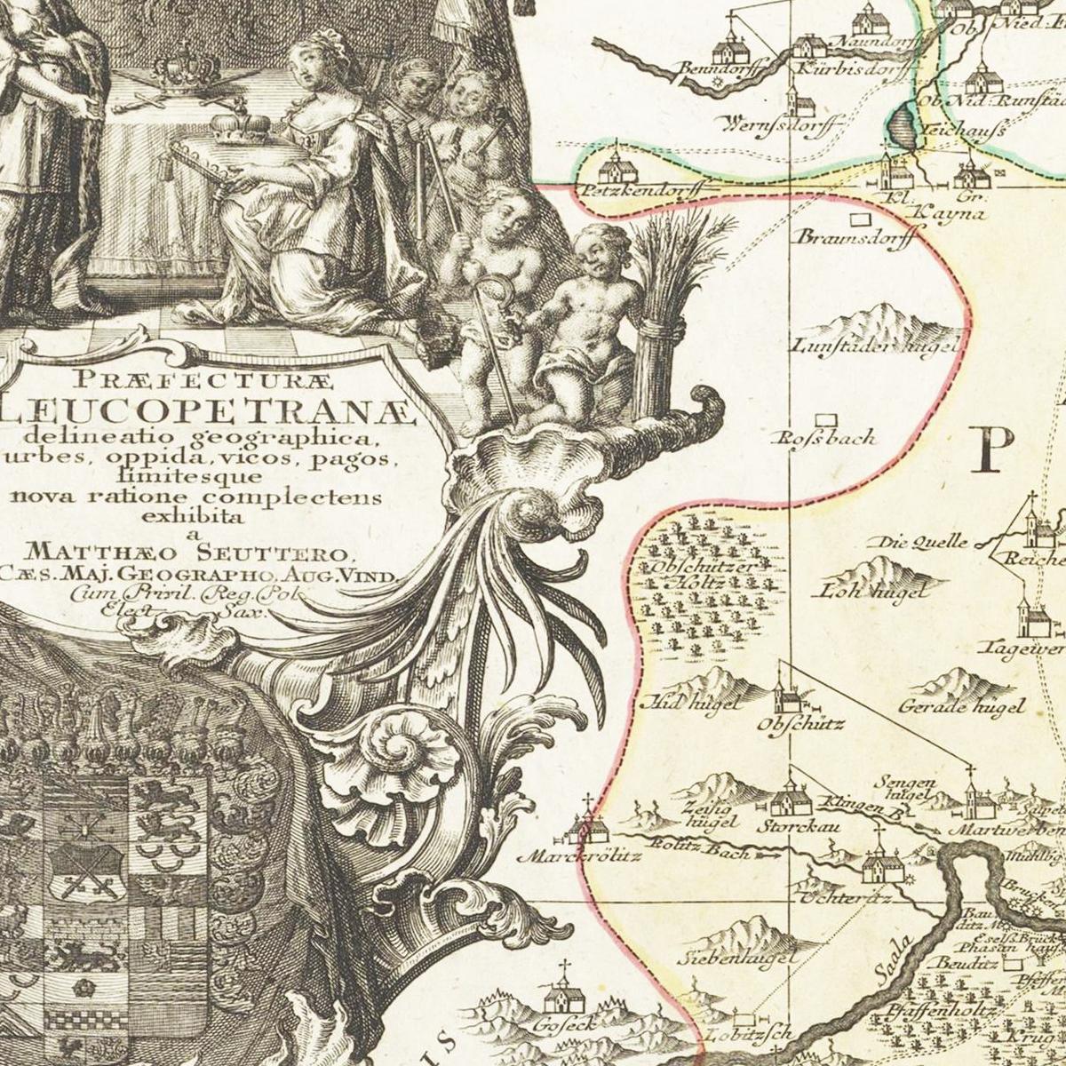 Historische Landkarte Teuchern um 1750