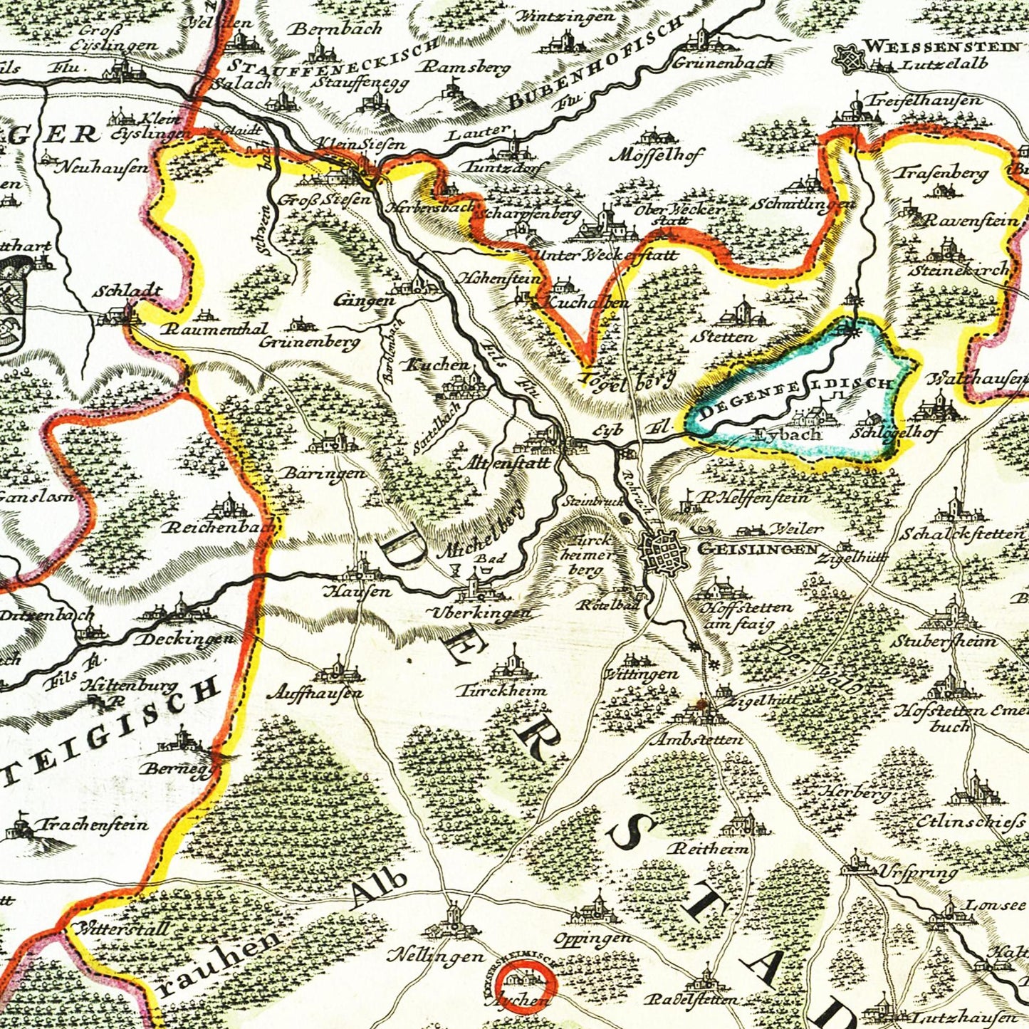 Historische Landkarte Ulm um 1712