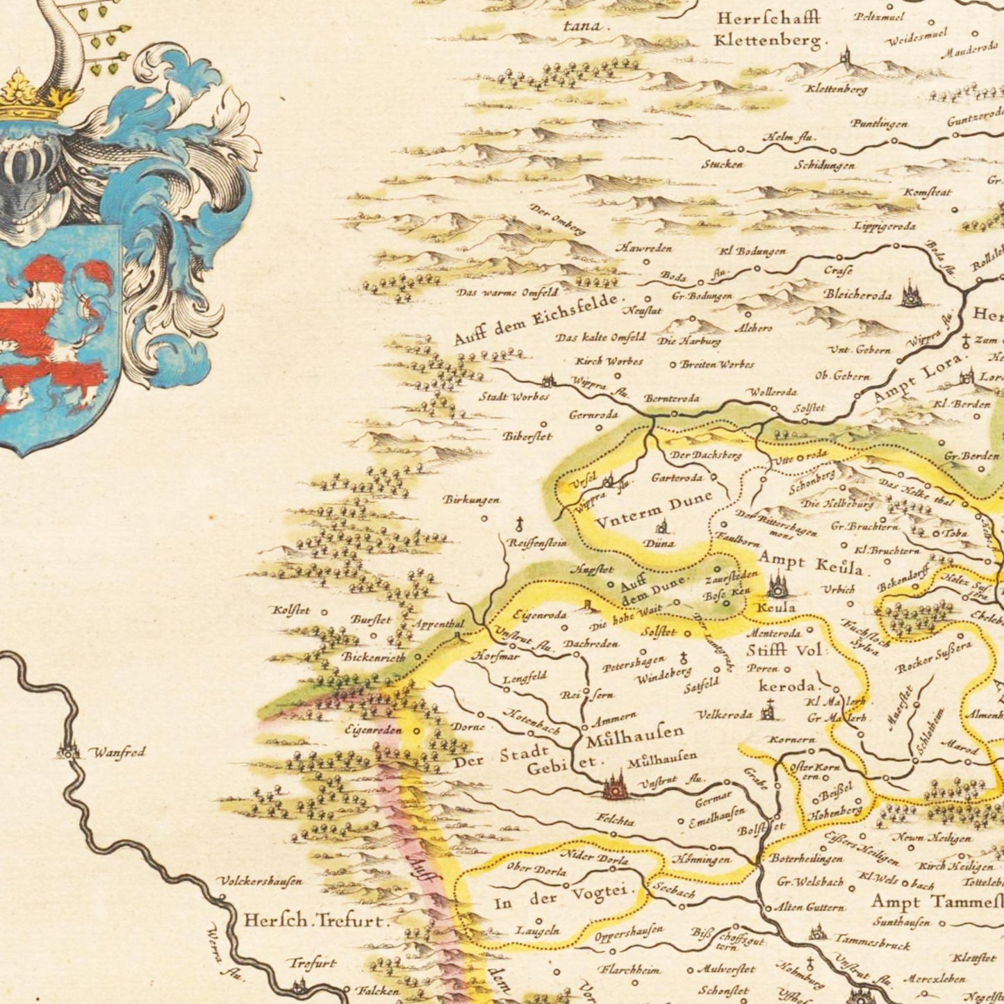 Historische Landkarte Thüringen um 1635