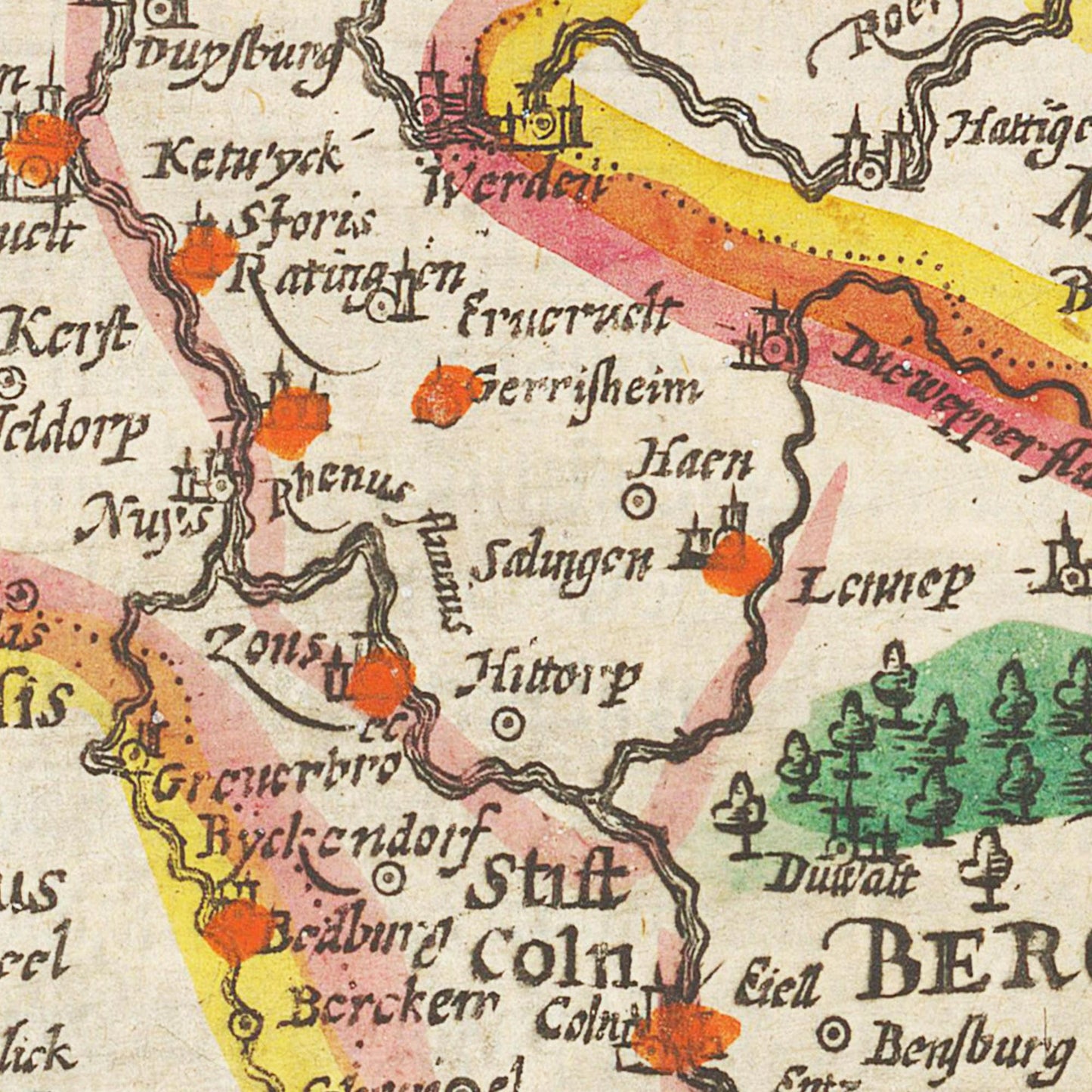 Historische Landkarte Sauerland um 1609