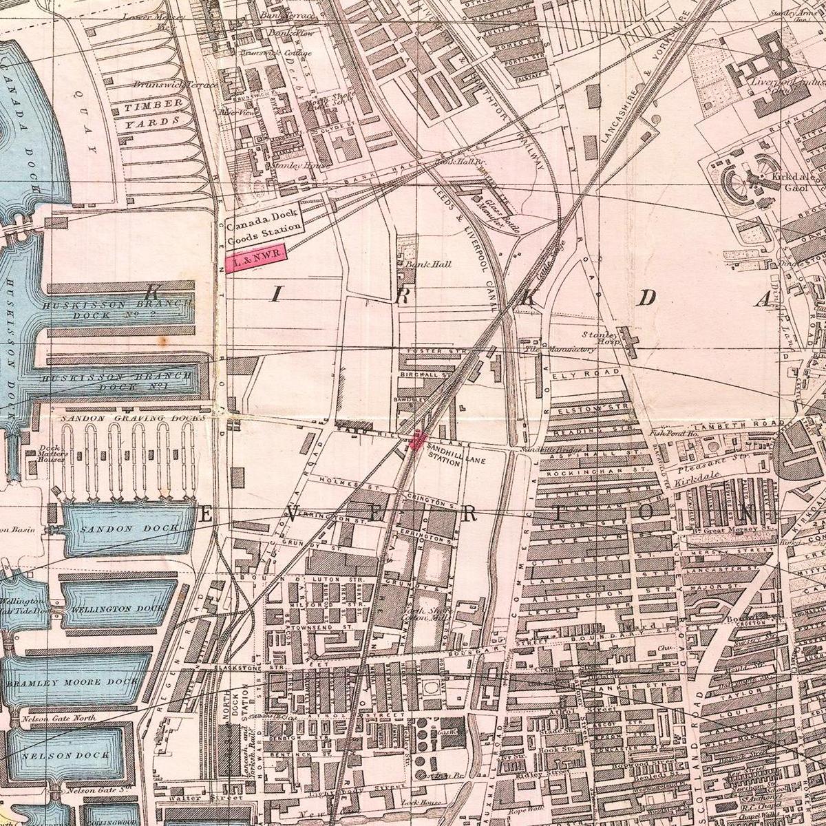 Historischer Stadtplan Liverpool um 1890