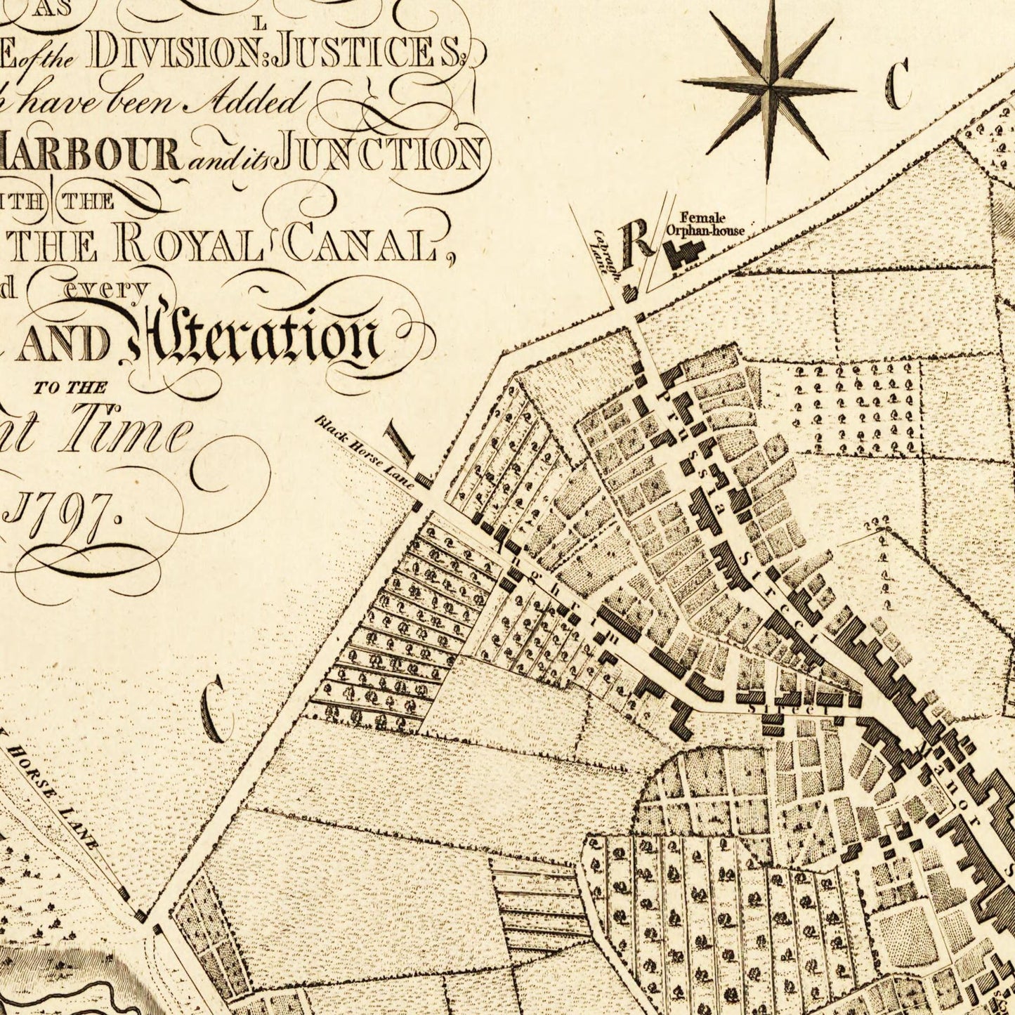 Historischer Stadtplan Dublin um 1797