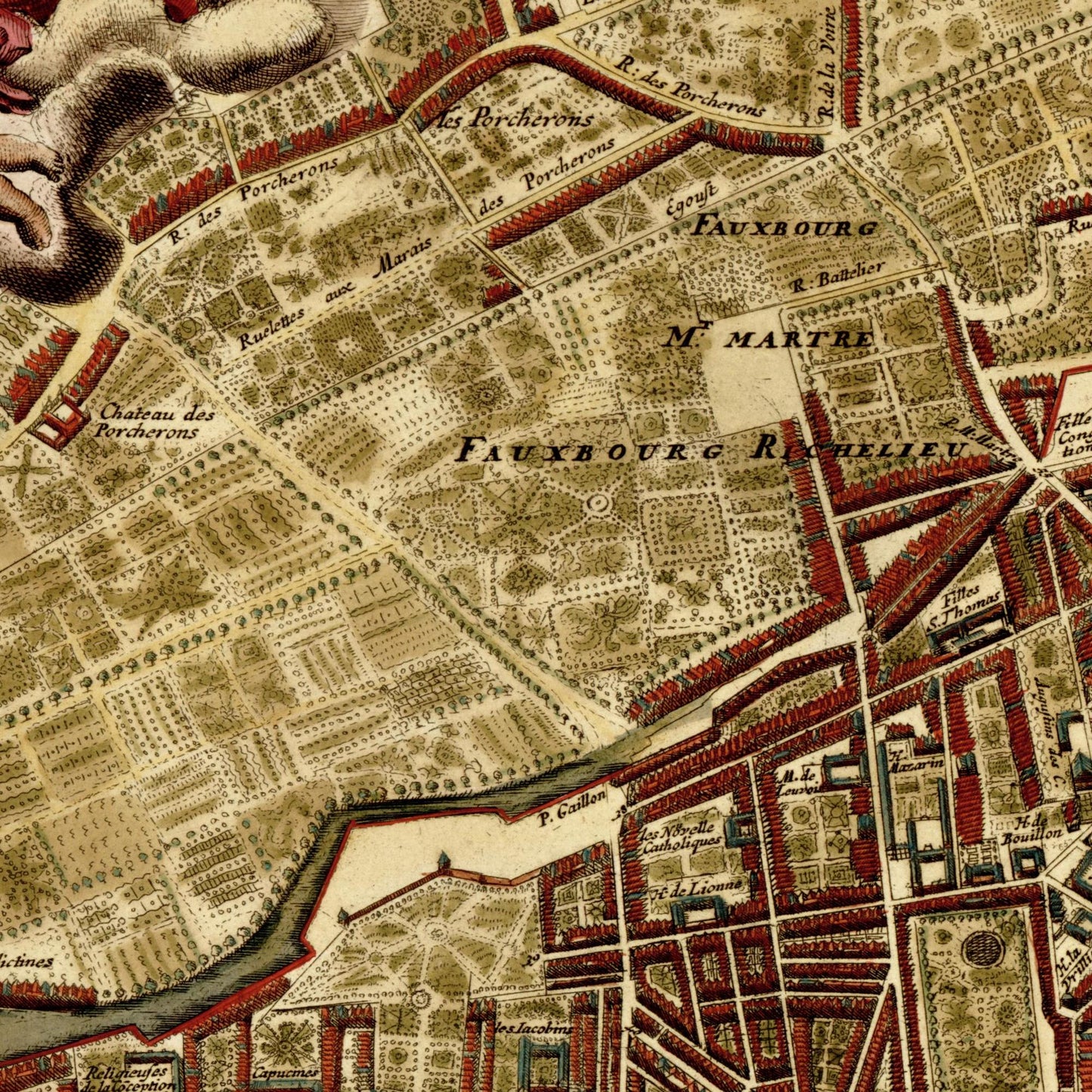 Historischer Stadtplan Paris um 1700