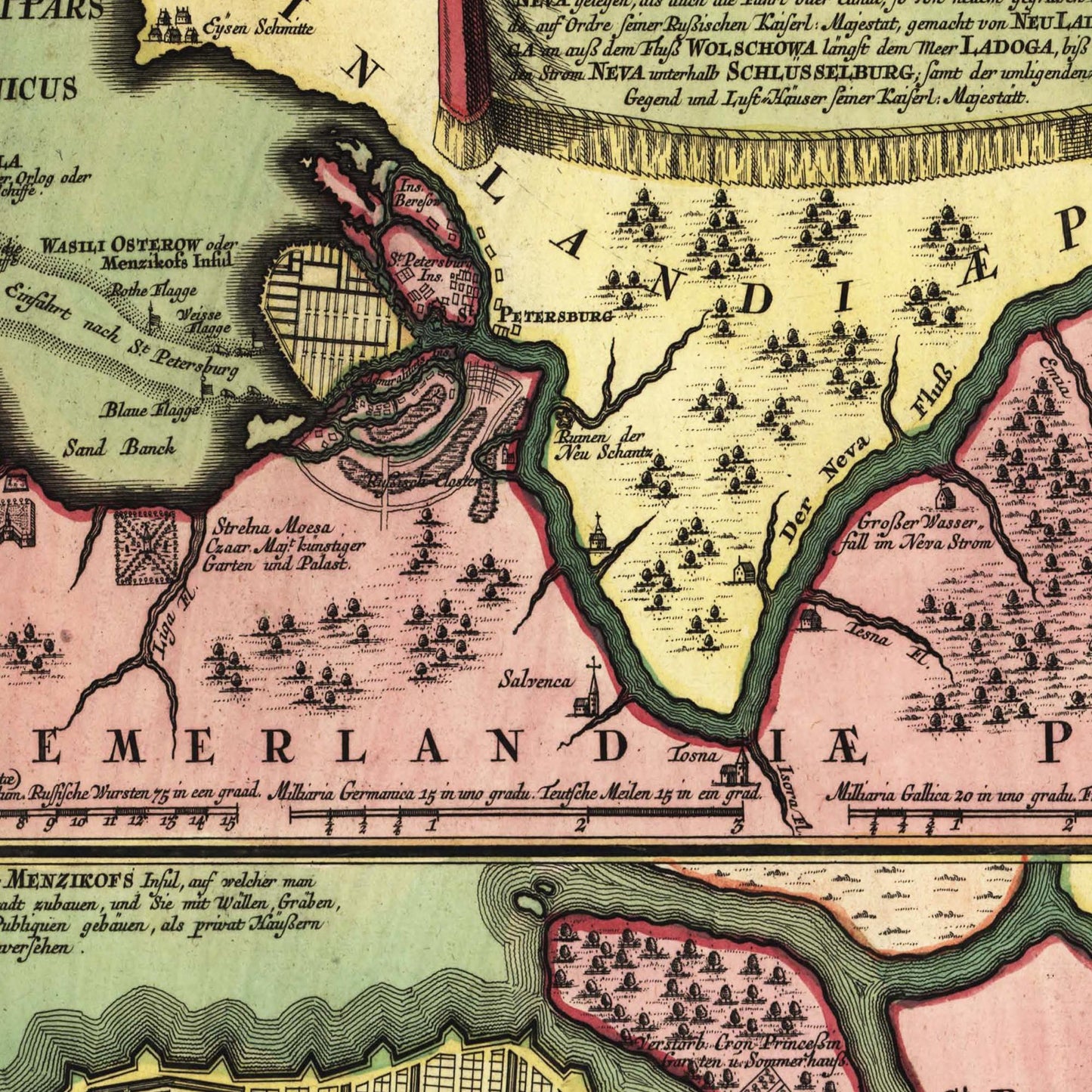 Historischer Stadtplan St. Petersburg um 1734