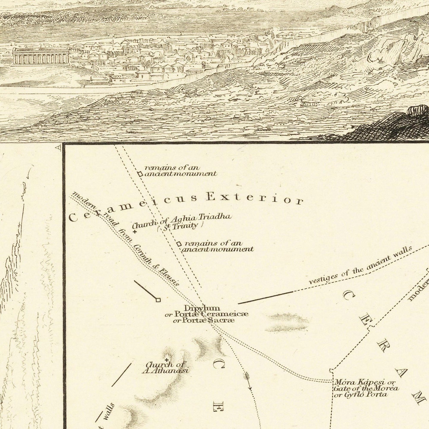 Historischer Stadtplan Athen um 1832
