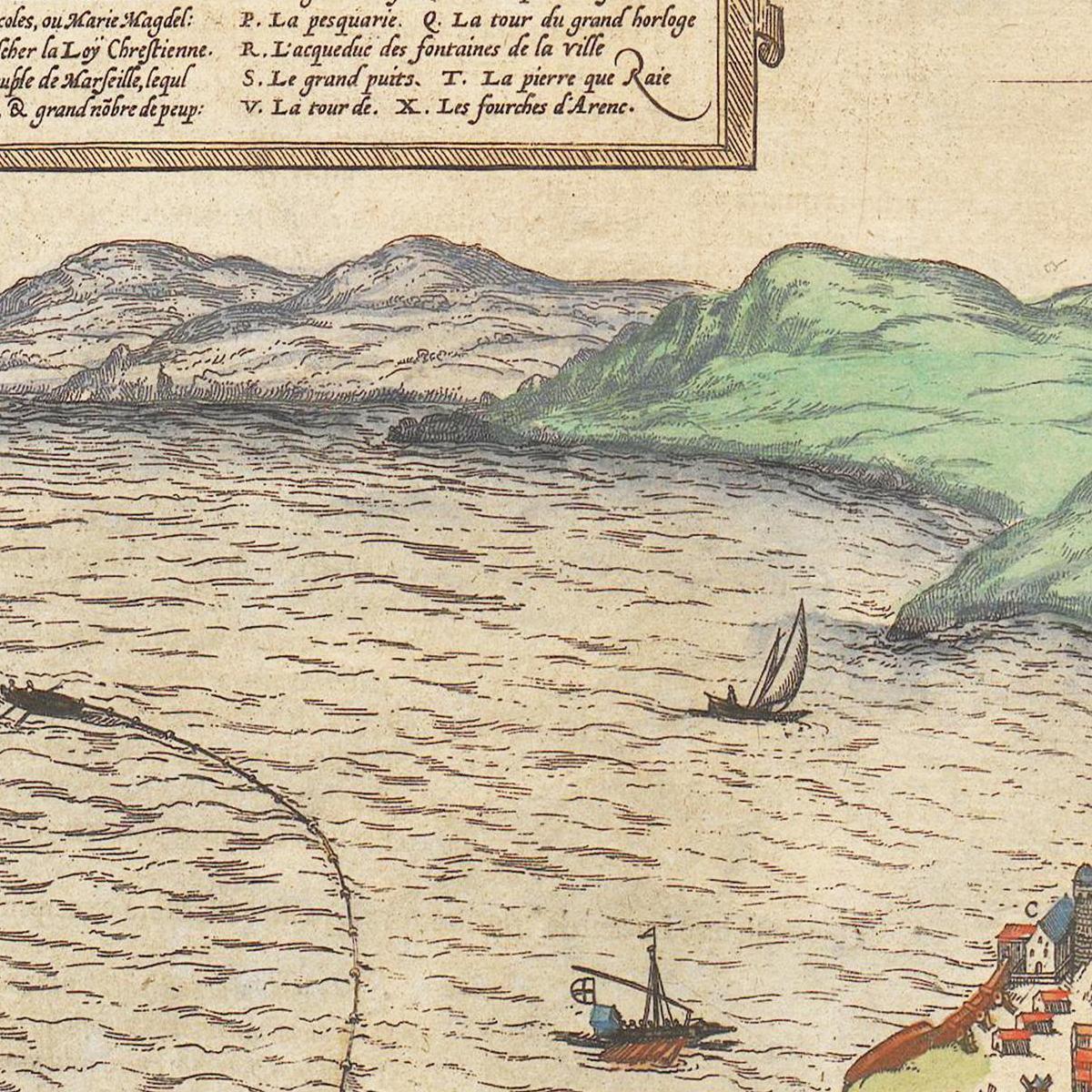 Historische Stadtansicht Marseille um 1609