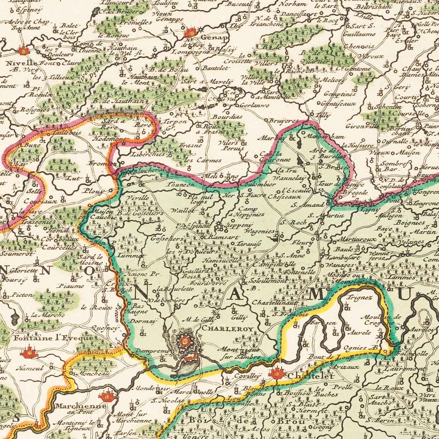 Historische Landkarte Namur um 1670