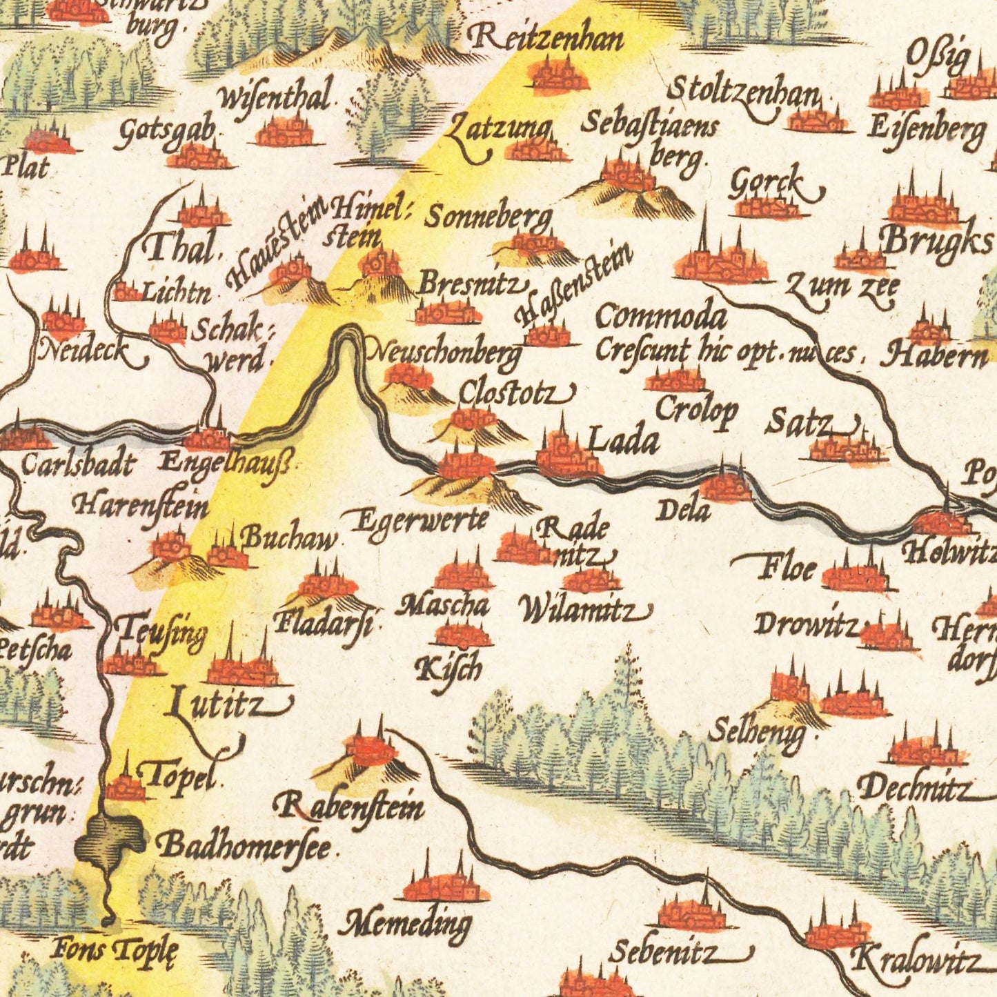 Historische Landkarte Böhmen um 1609