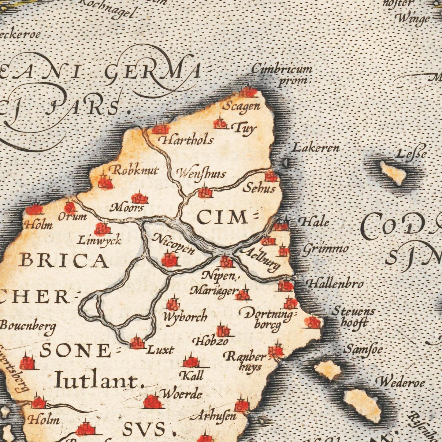 Historische Landkarte Dänemark um 1609