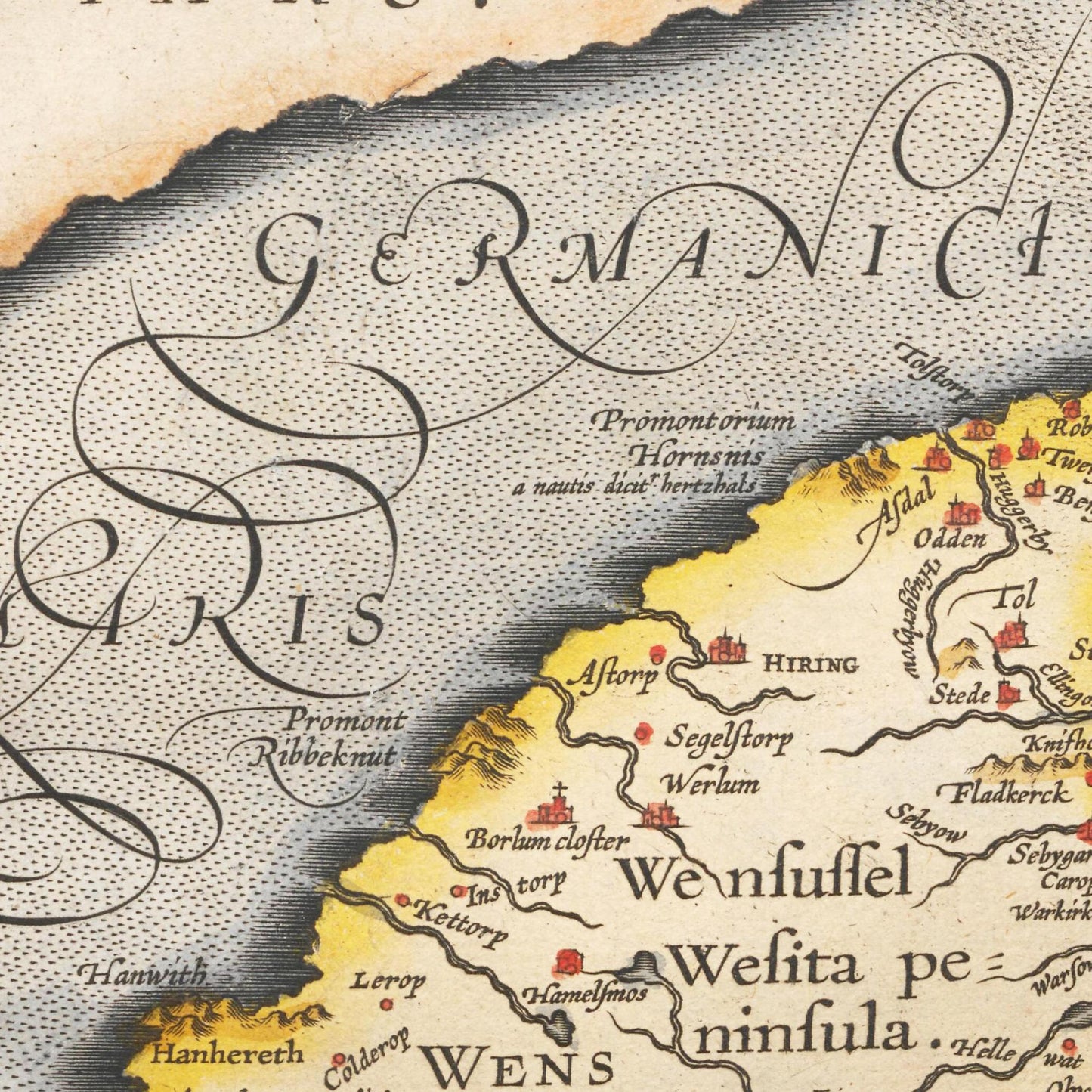 Historische Landkarte Jutland um 1609