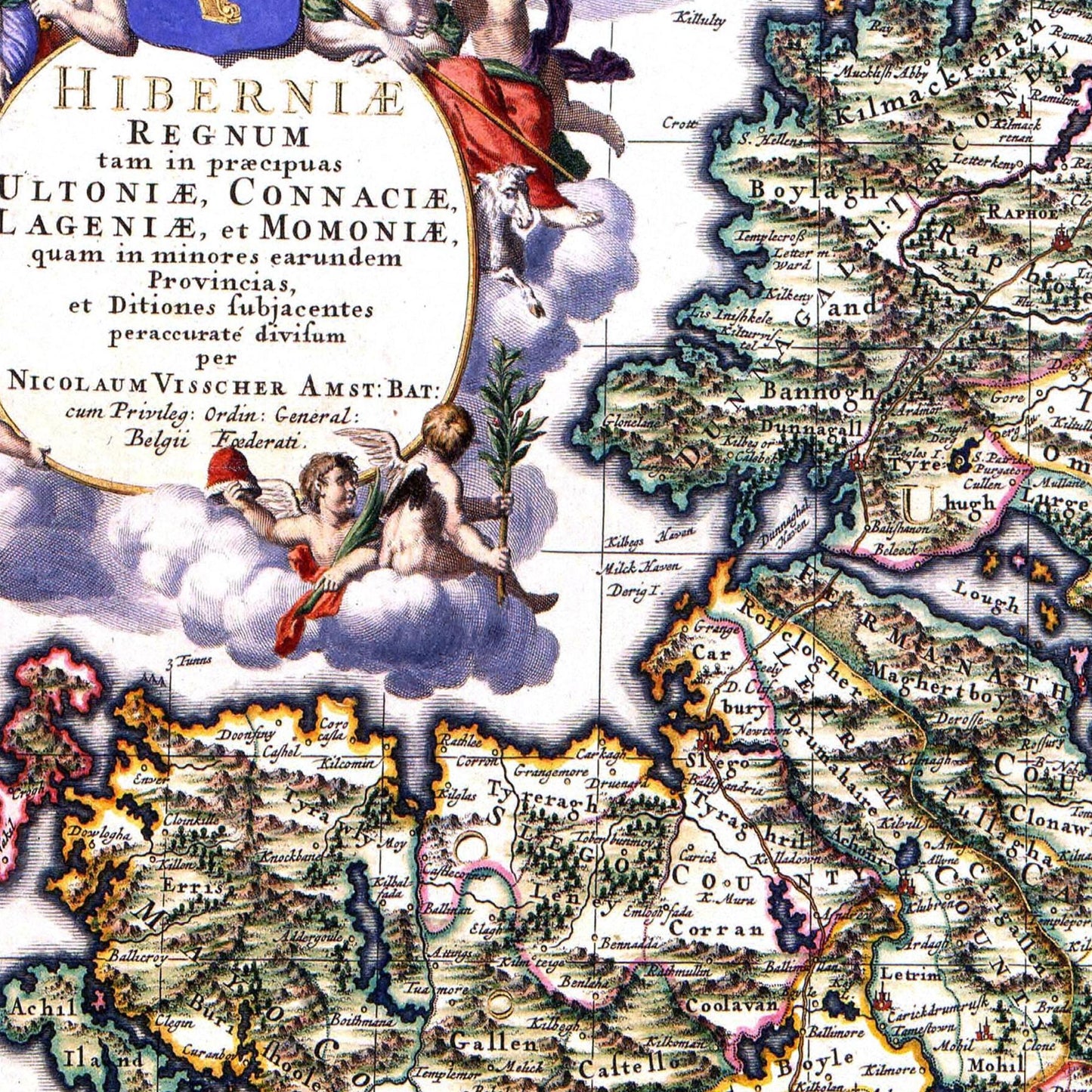 Historische Landkarte Irland um 1646