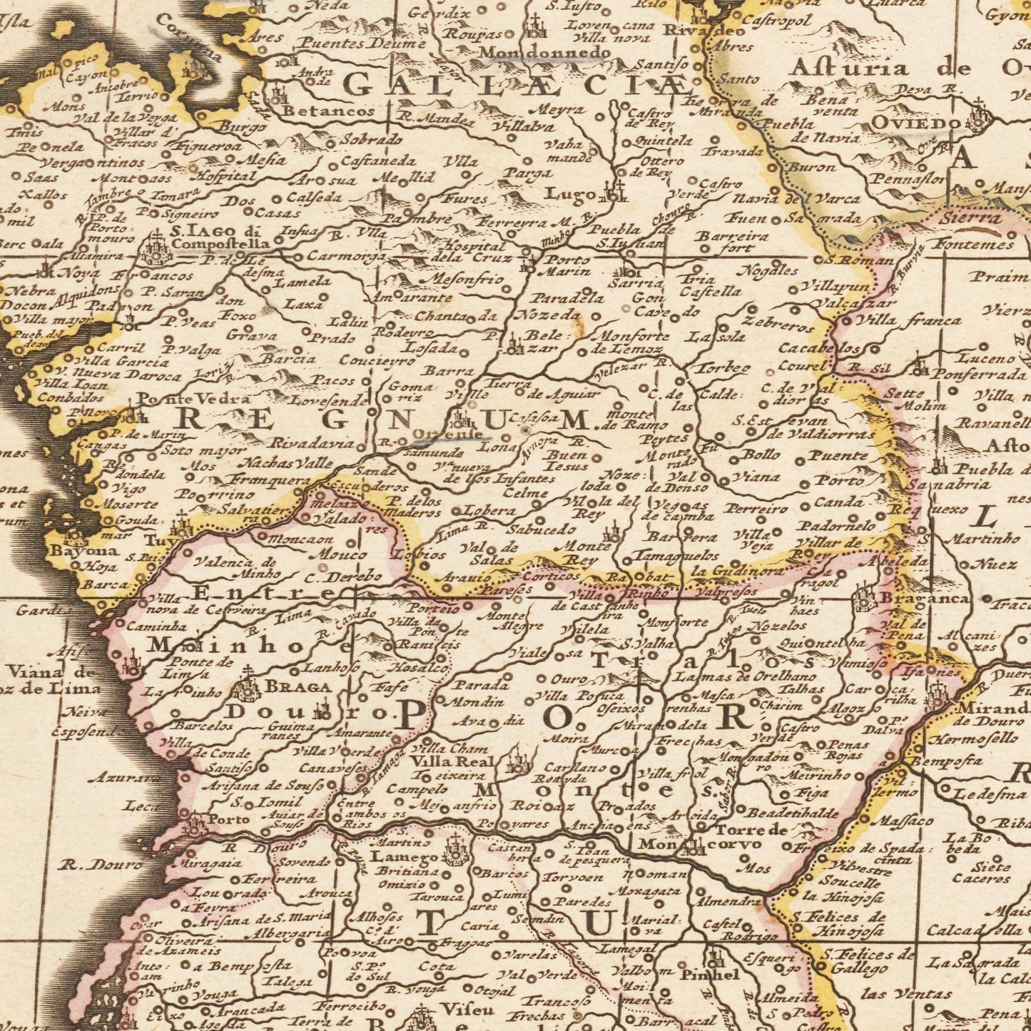 Historische Landkarte Spanien um 1698