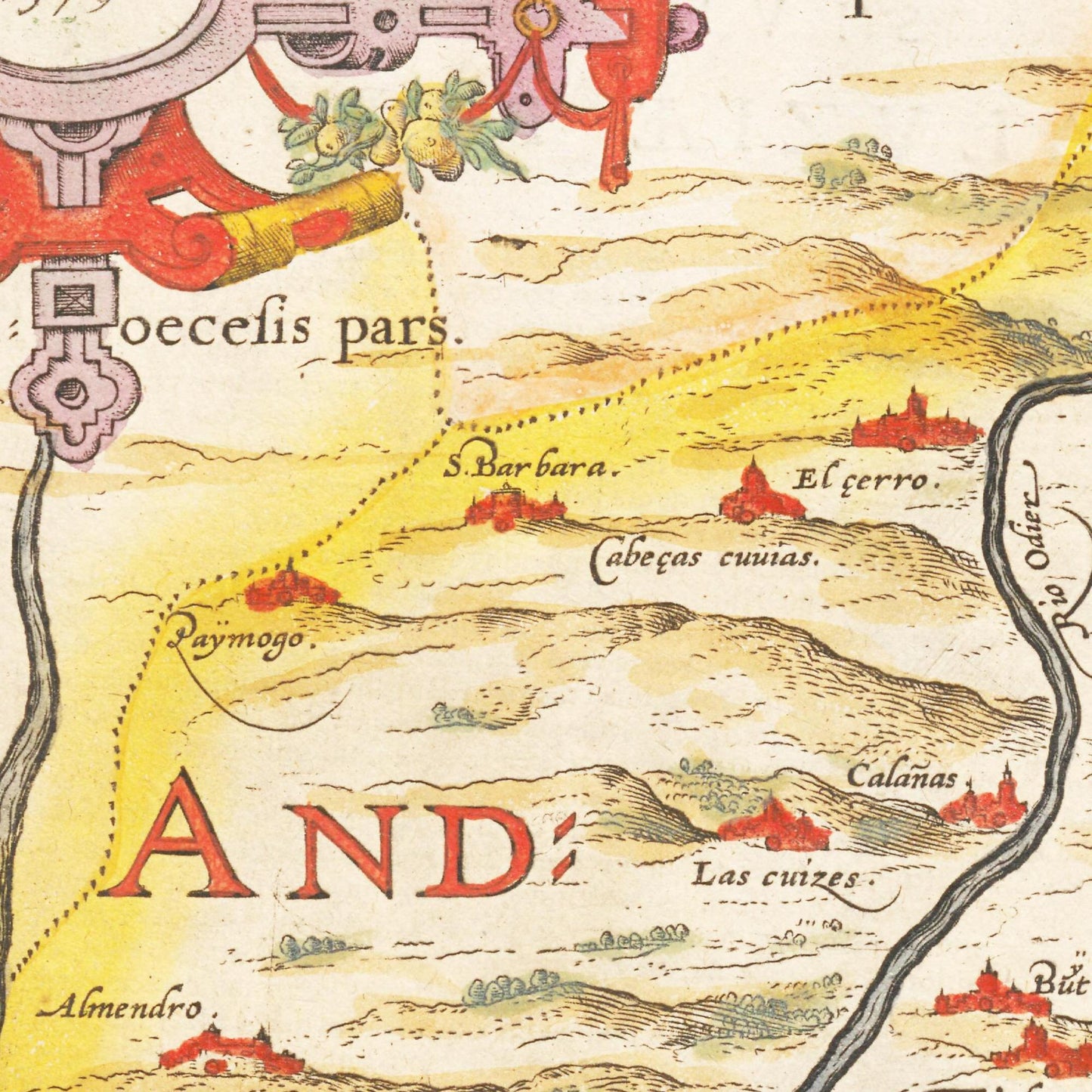Historische Landkarte Andalusien um 1609