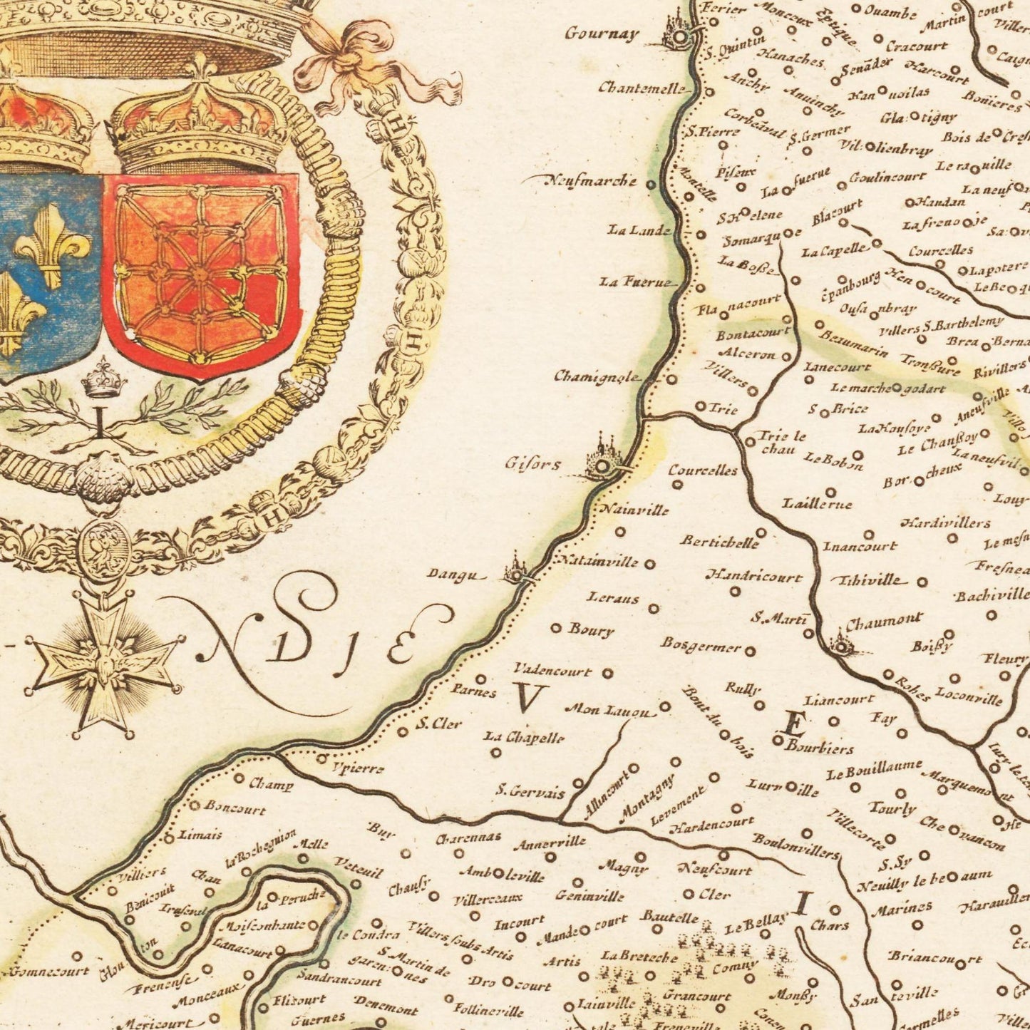 Historische Landkarte Île-de-France um 1698