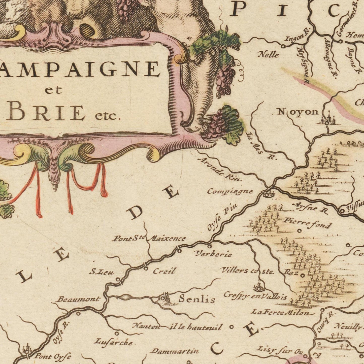 Historische Landkarte Champagne um 1698