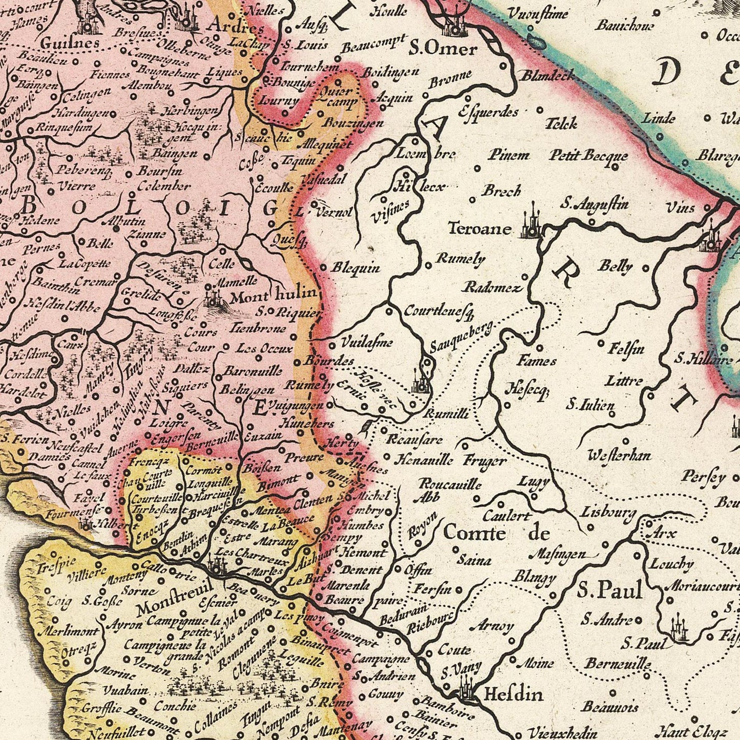 Historische Landkarte Picardie um 1650