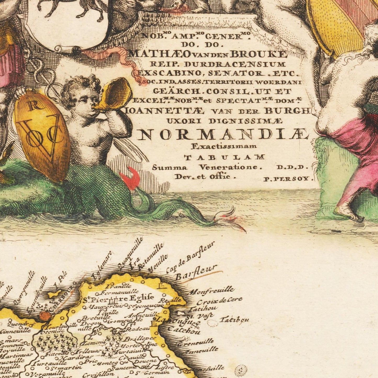 Historische Landkarte Normandie um 1698