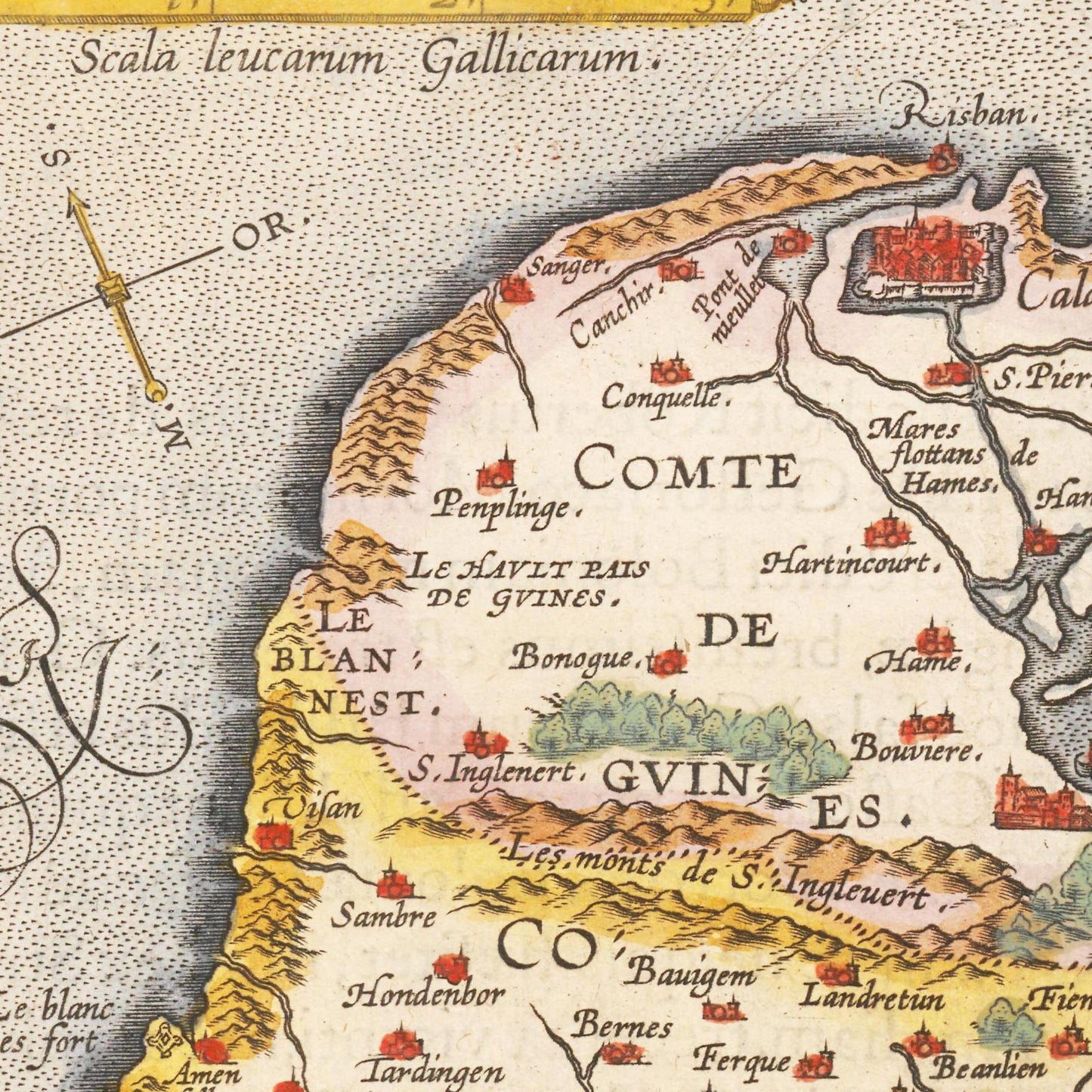 Historische Landkarte Calais um 1609