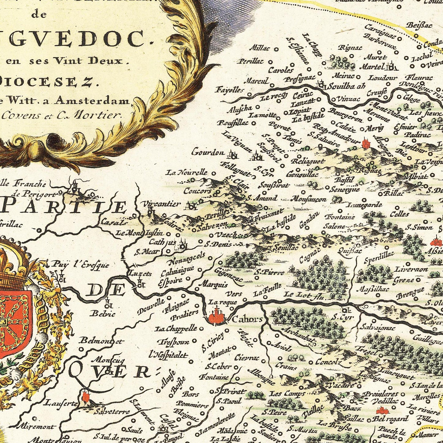 Historische Landkarte Languedoc um 1721