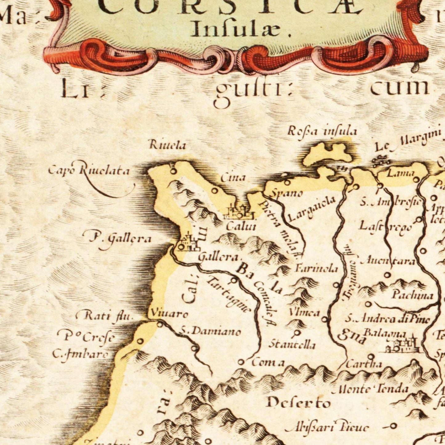 Historische Landkarte Korsika um 1650
