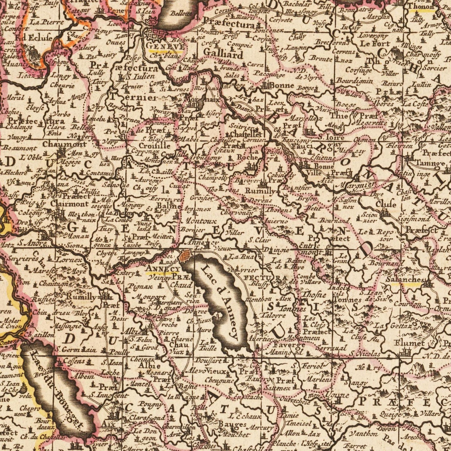 Historische Landkarte Piemont um 1698
