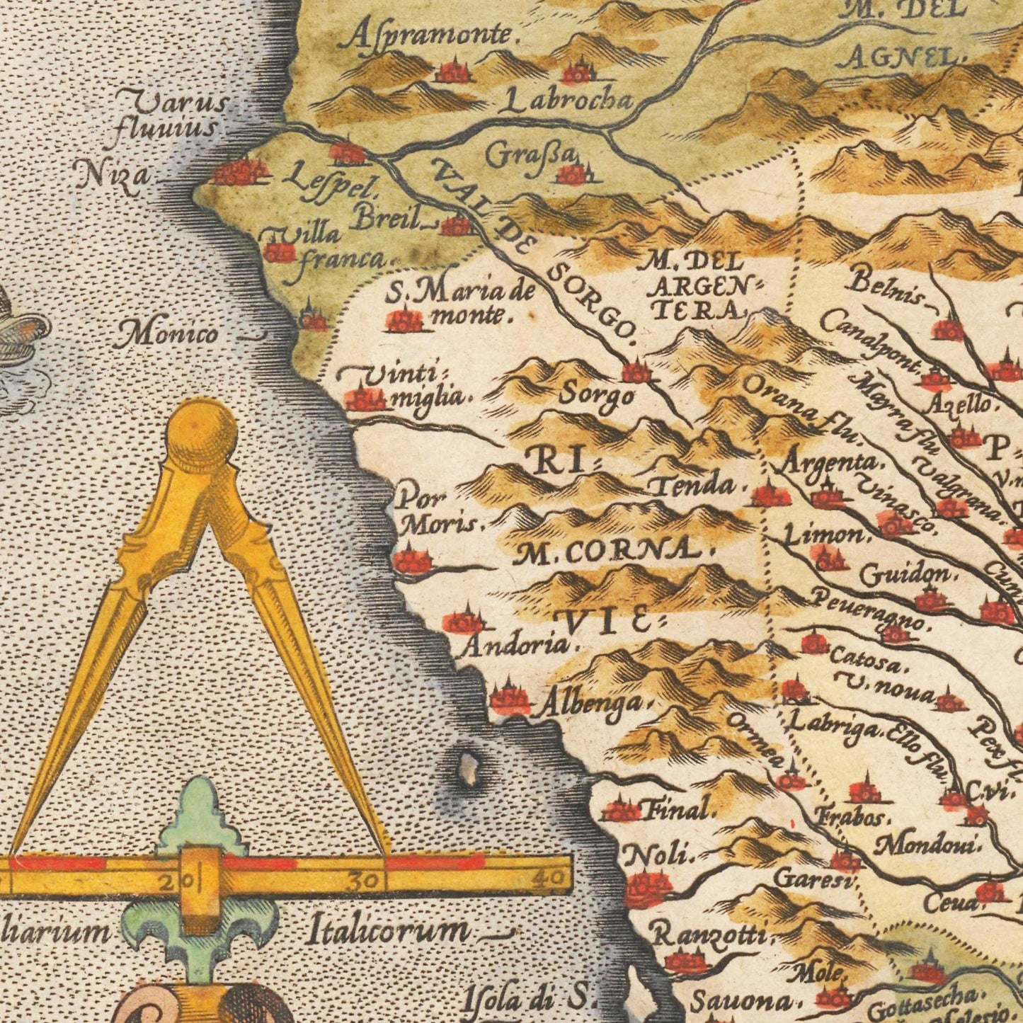 Historische Landkarte Lombardei um 1609