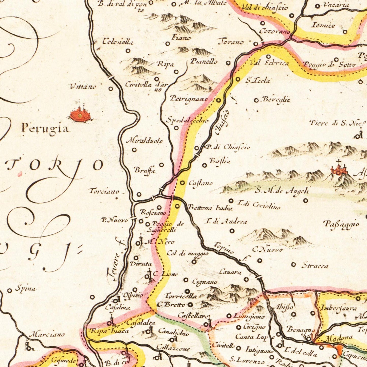 Historische Landkarte Umbrien um 1662