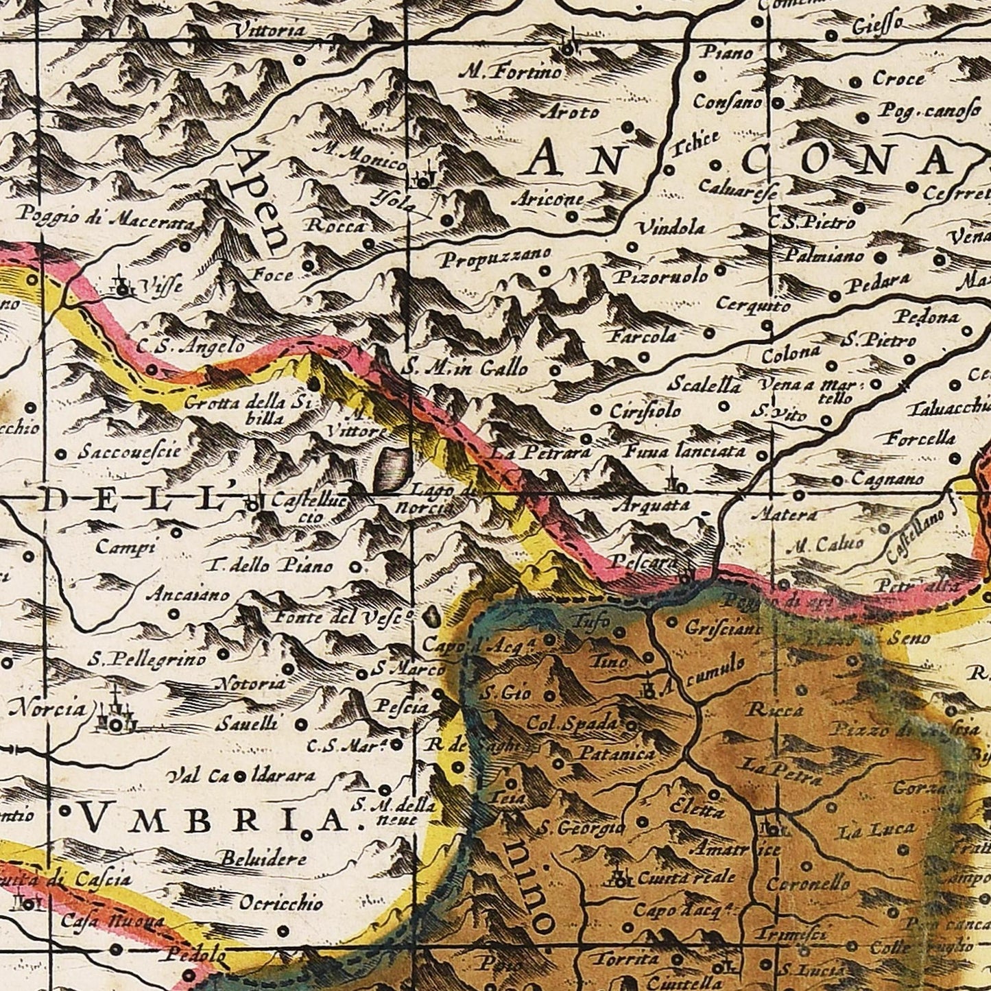 Historische Landkarte Abruzzen um 1700