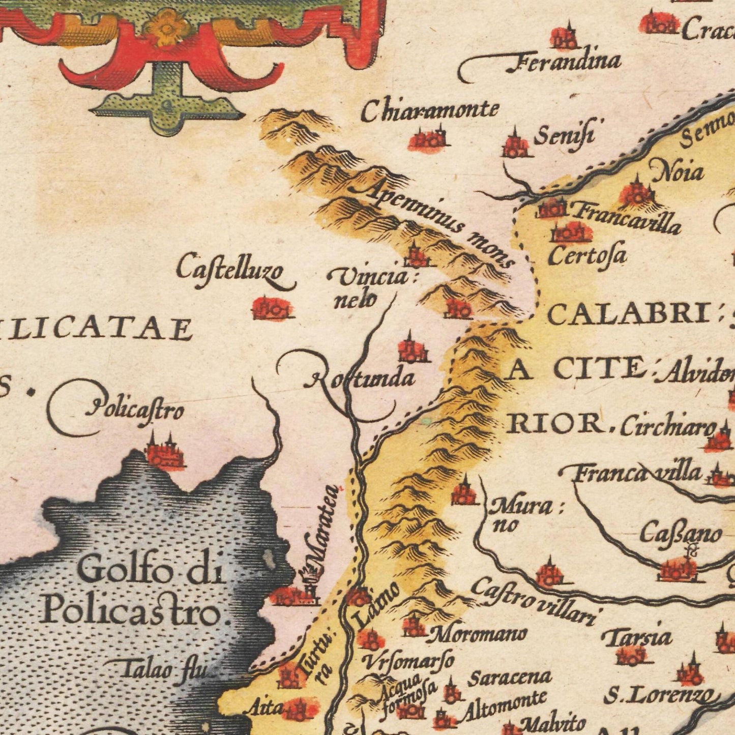 Historische Landkarte Kalabrien um 1609