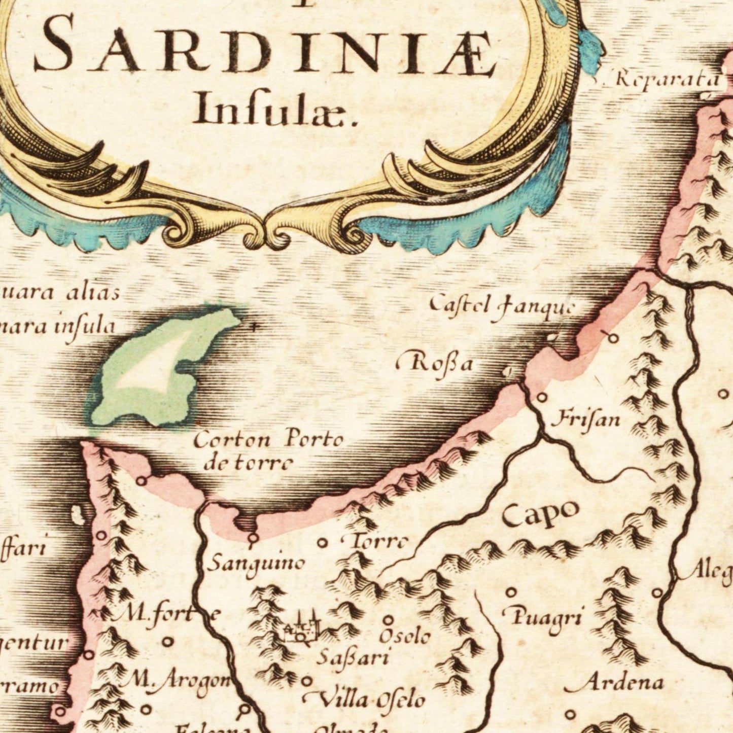 Historische Landkarte Sardinien um 1698