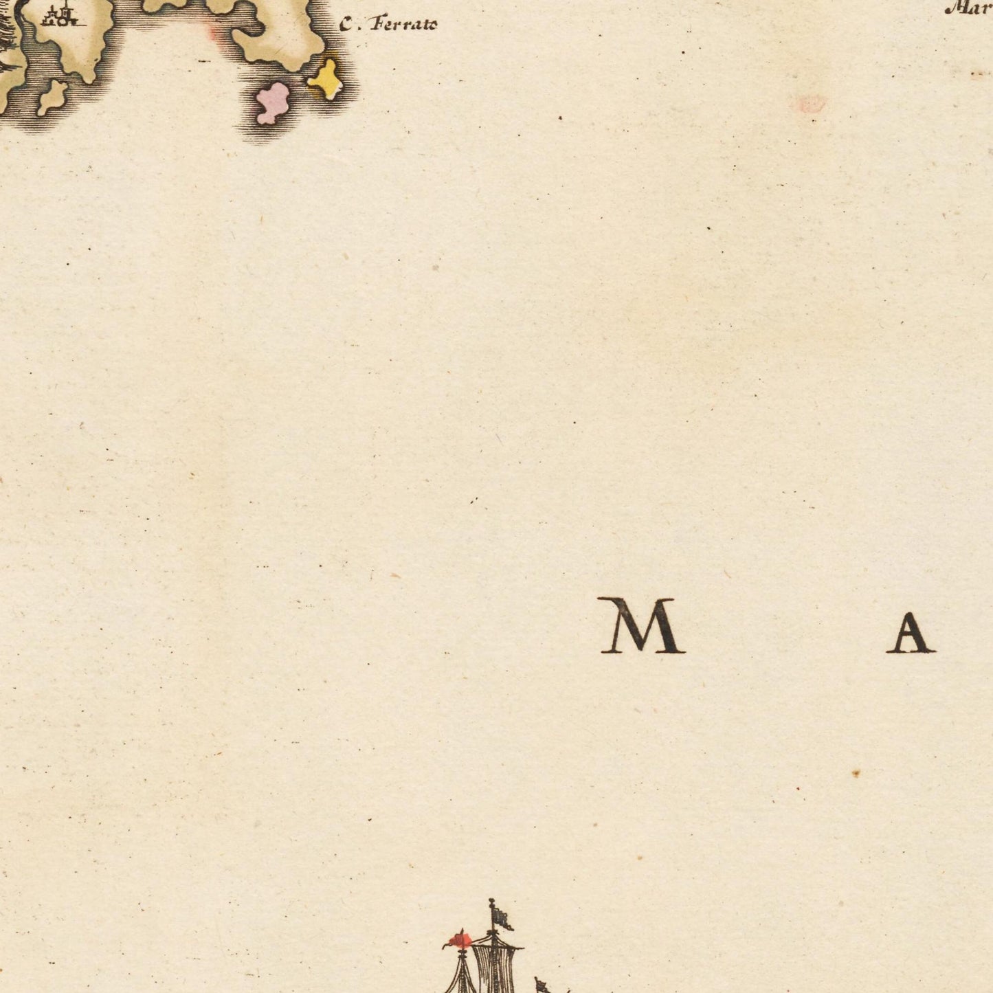Historische Landkarte Malta um 1698