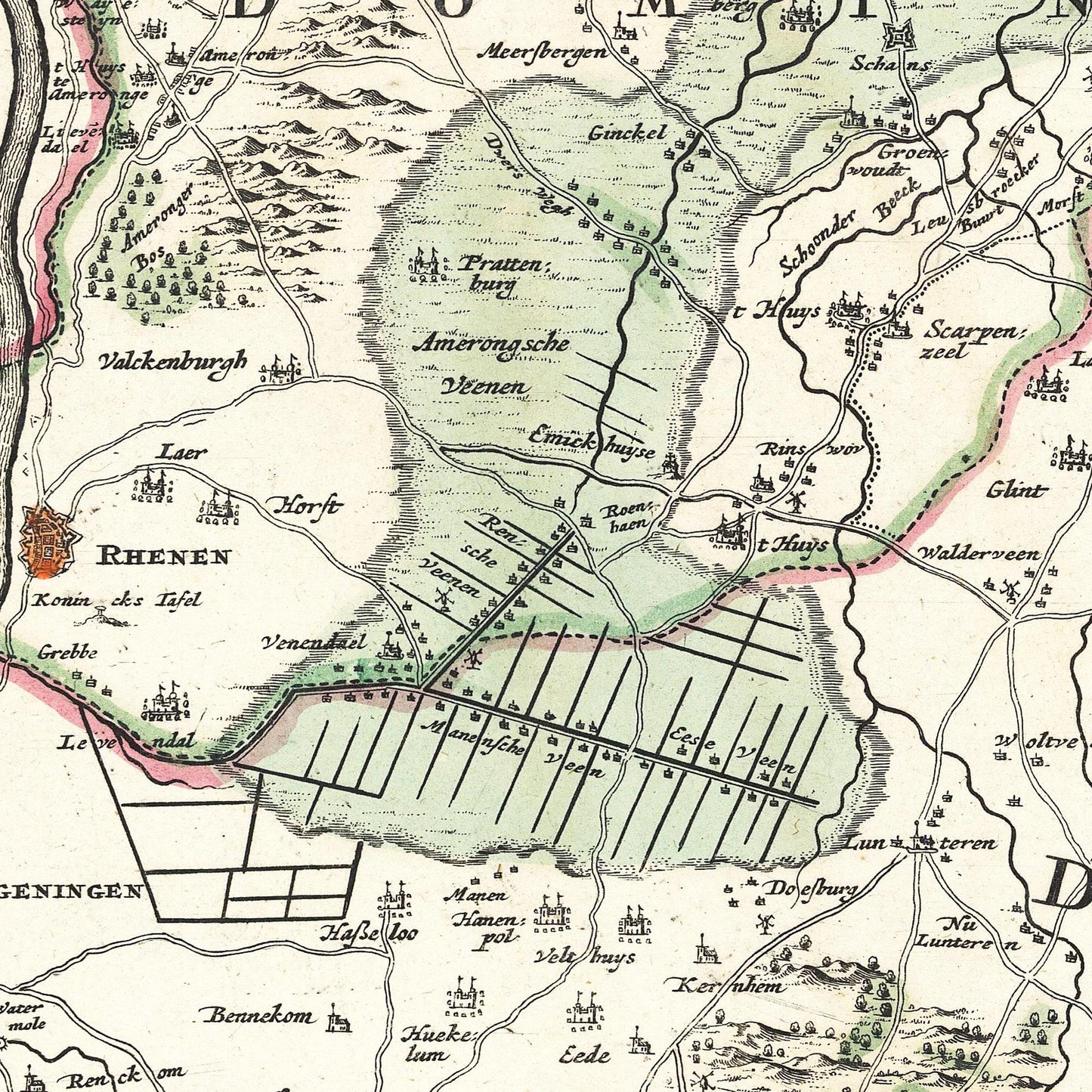 Historische Landkarte Provinz Gelderland um 1680