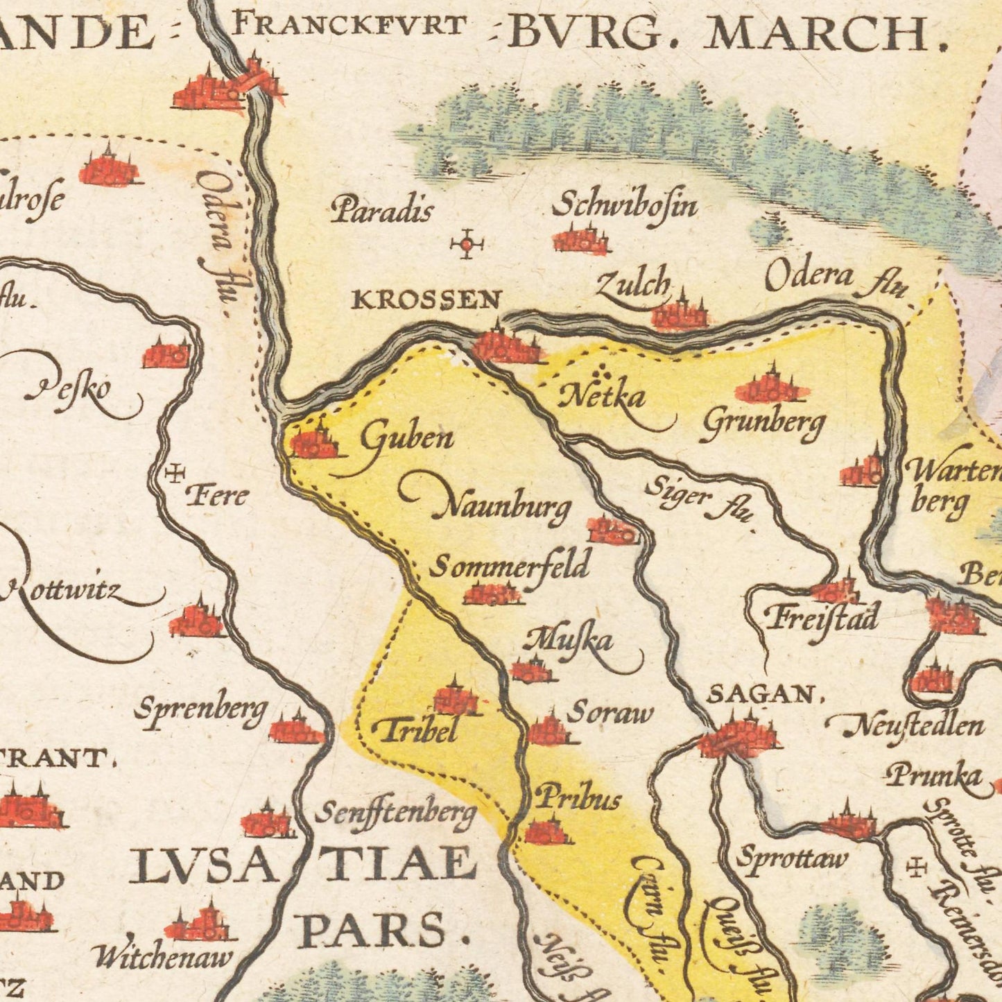 Historische Landkarte Schlesien um 1609