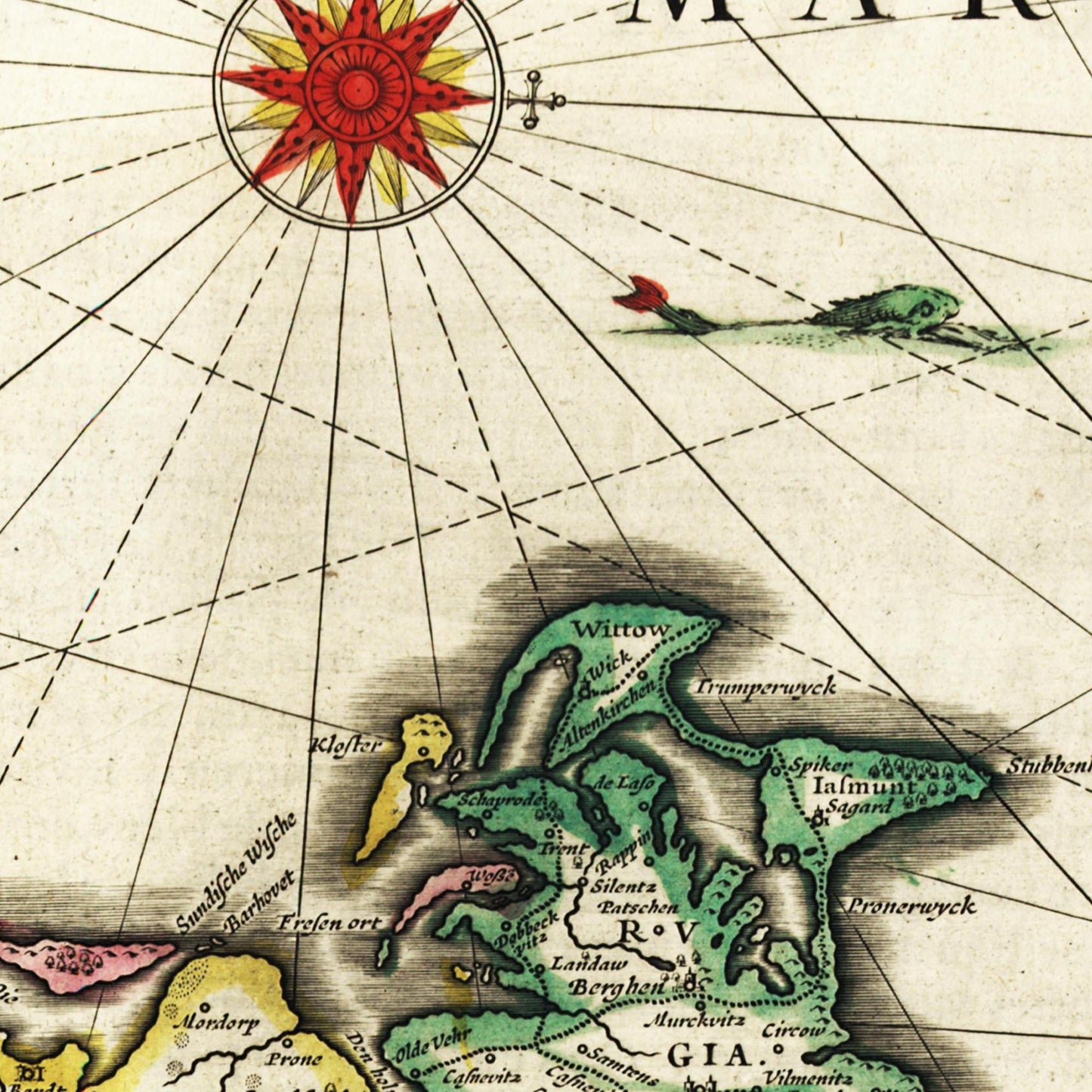 Historische Landkarte Pommern um 1647