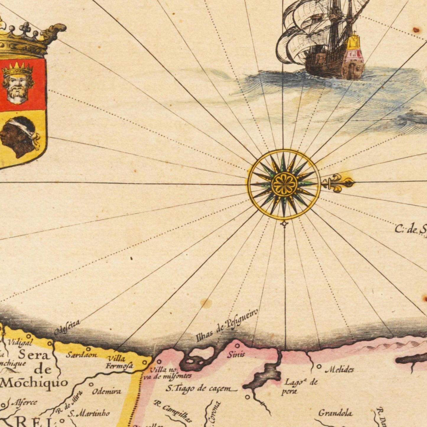 Historische Landkarte Portugal um 1635