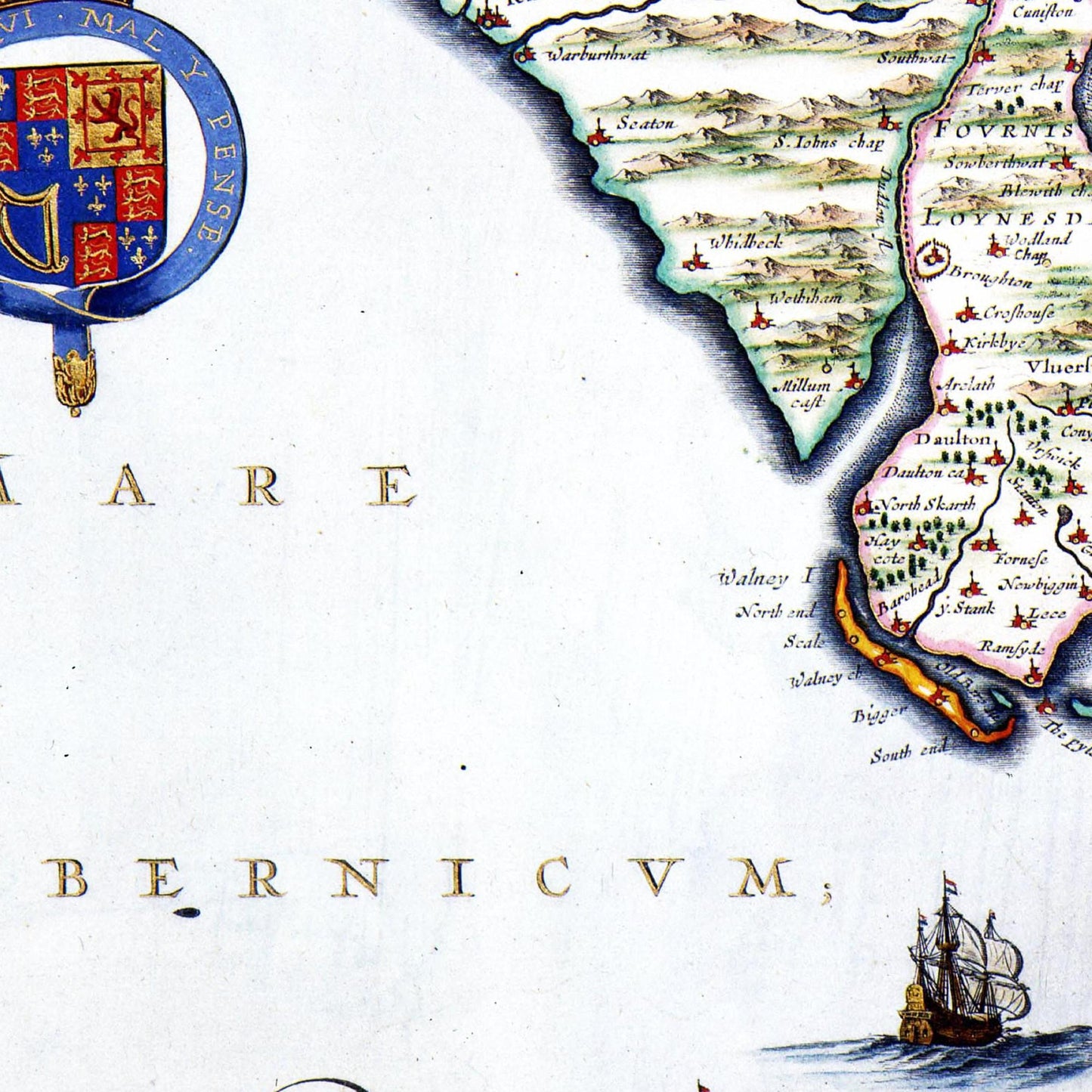 Historische Landkarte Lancashire um 1646