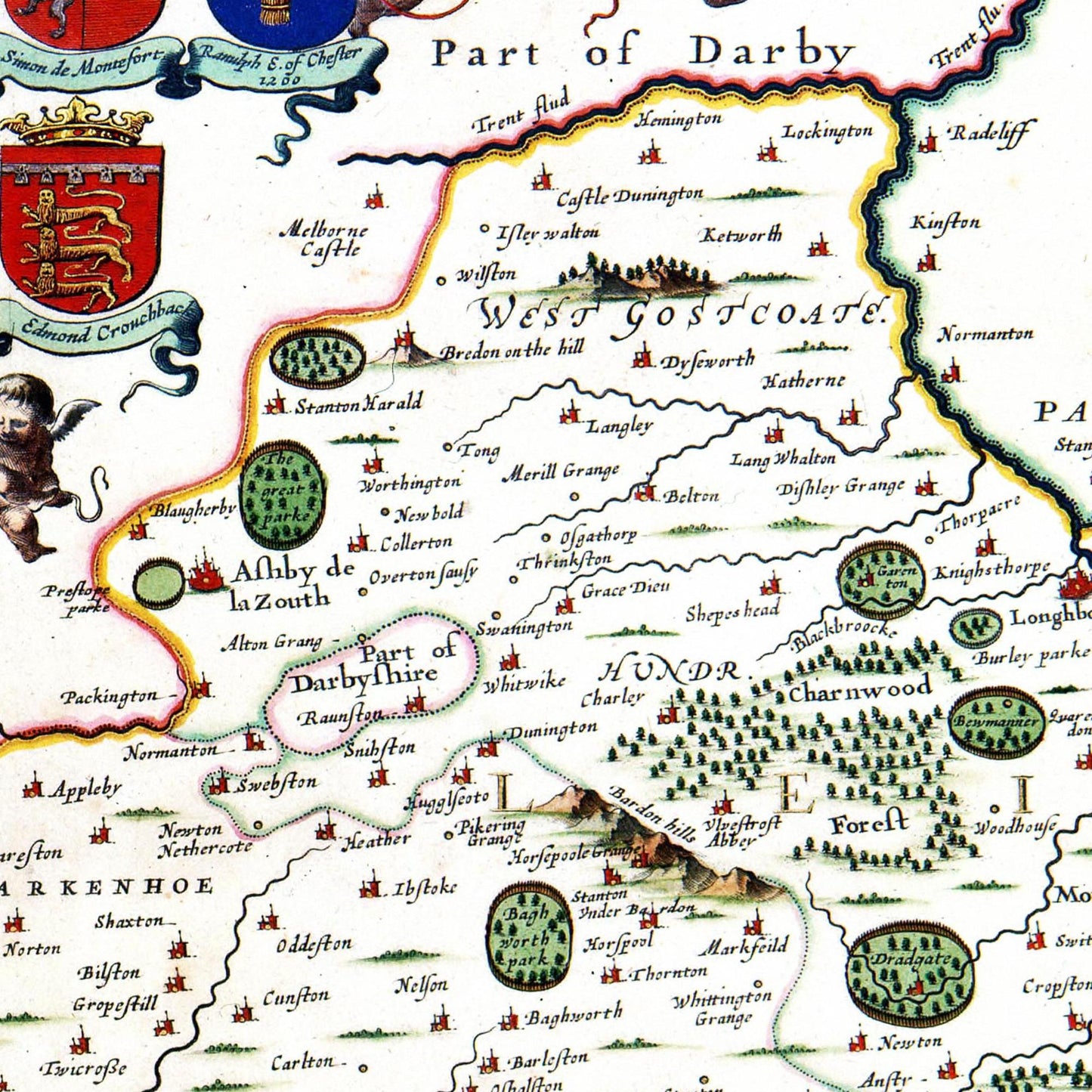 Historische Landkarte Leicestershire um 1646