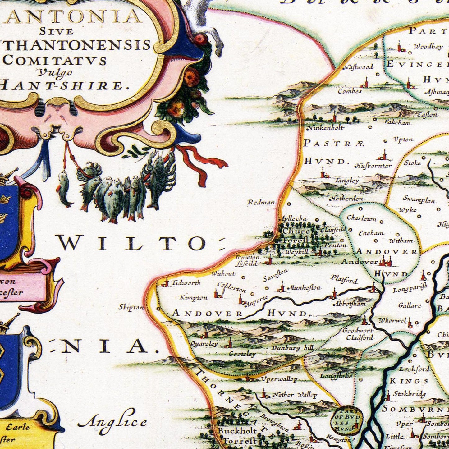 Historische Landkarte Hampshire um 1646