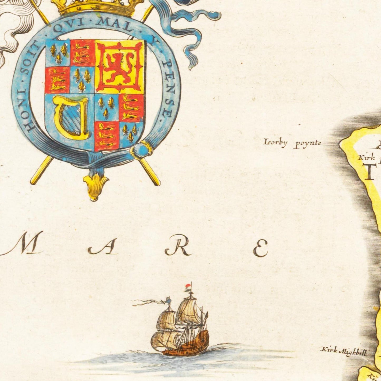 Historische Landkarte Isle of Man um 1635