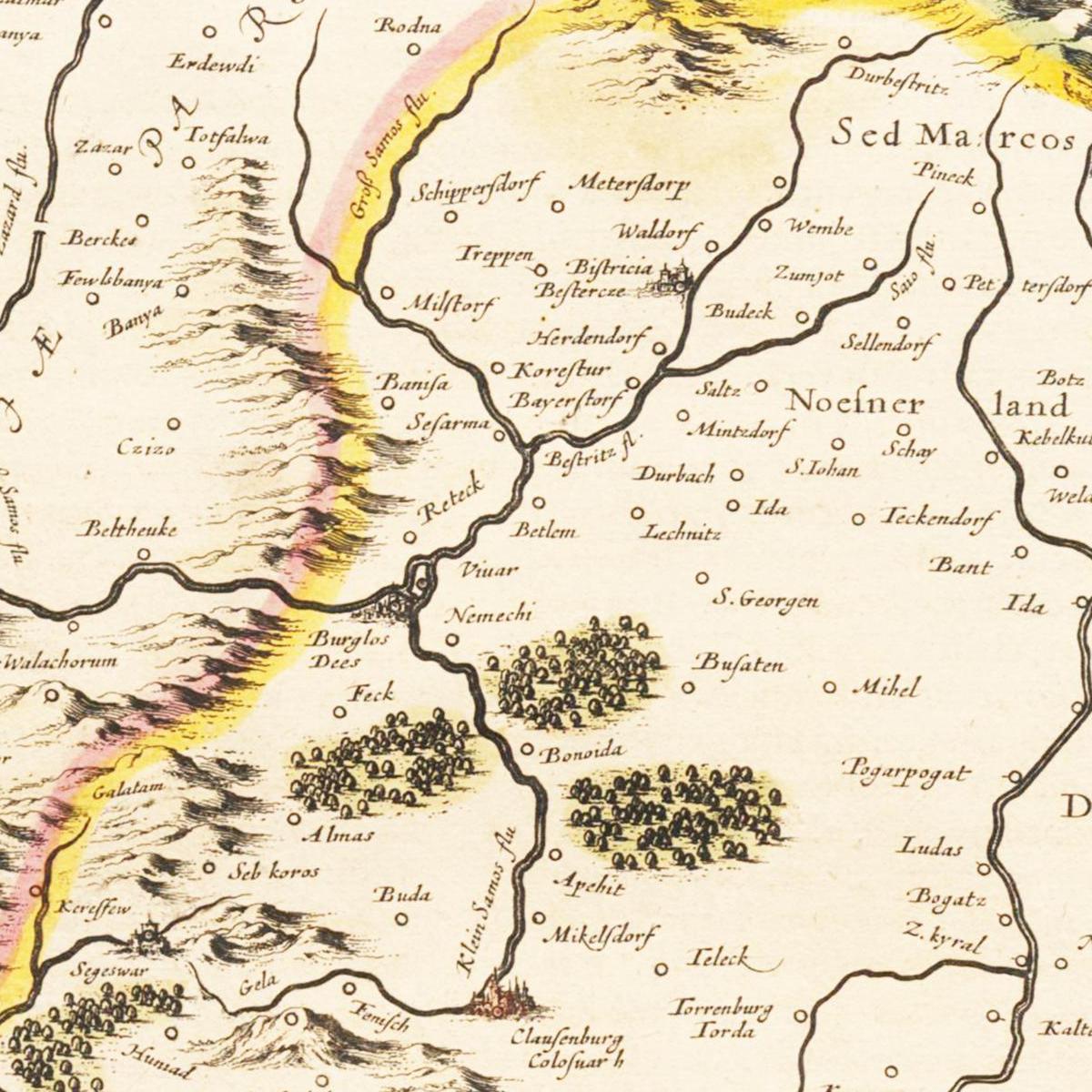 Historische Landkarte Siebenbürgen um 1635
