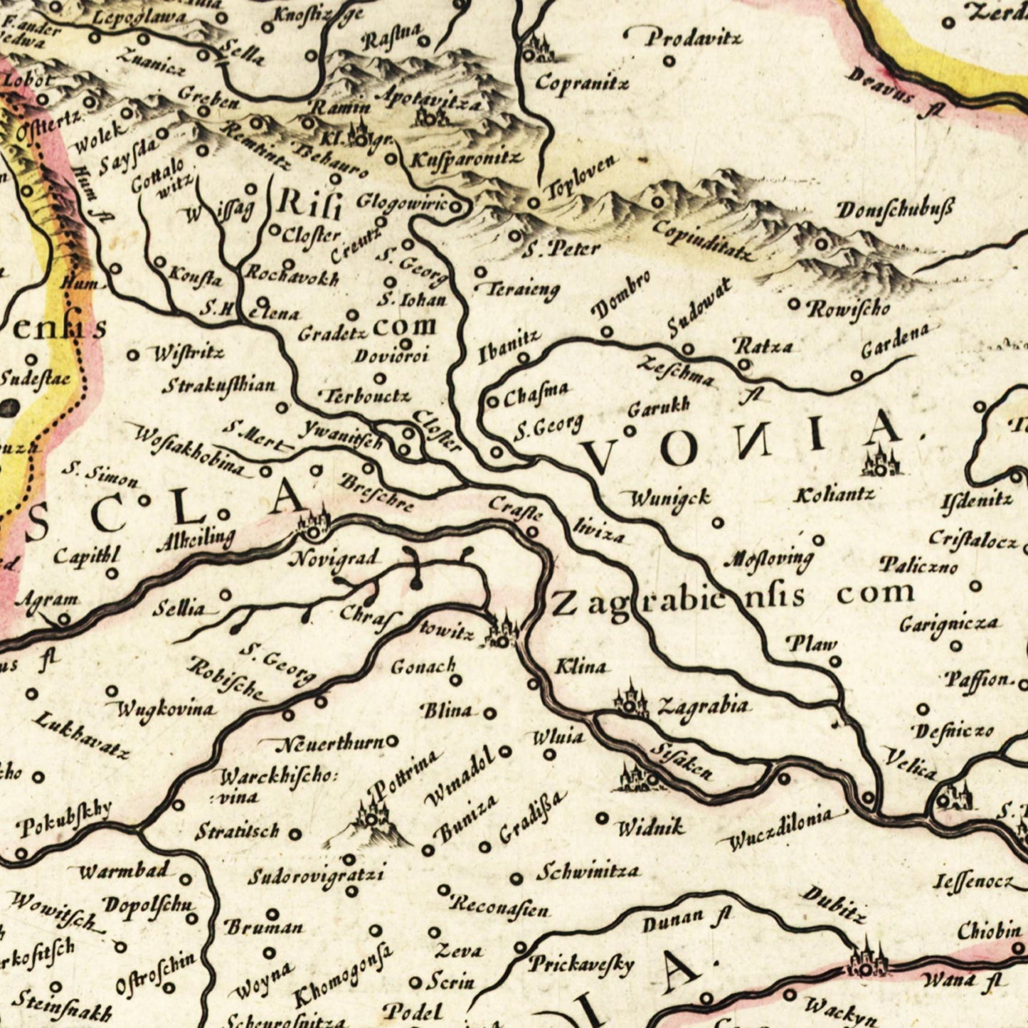 Historische Landkarte Bosnien um 1647