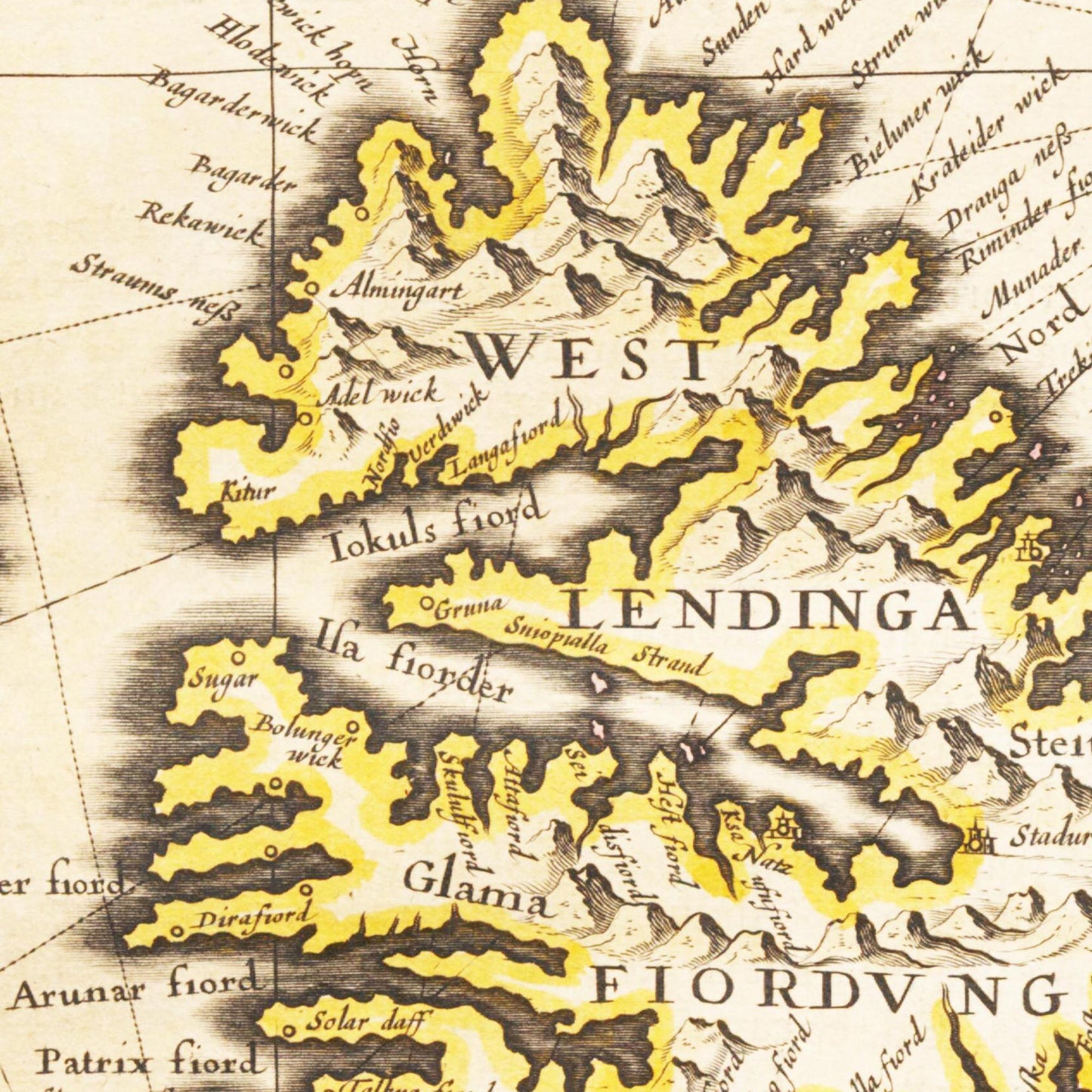Historische Landkarte Island um 1635
