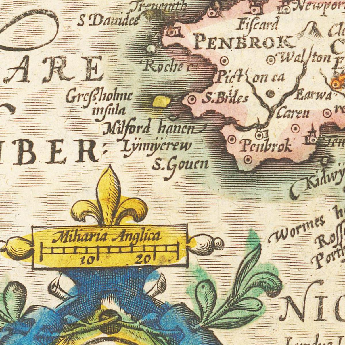 Historische Landkarte Cornwall um 1609