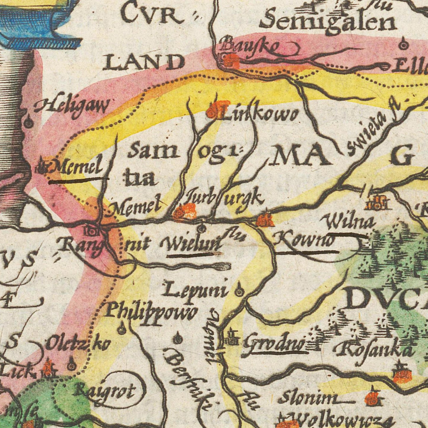 Historische Landkarte Litauen um 1609